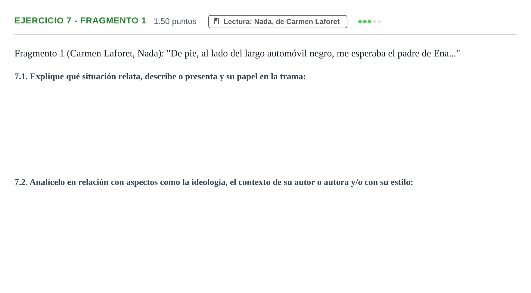 Enunciado: Ejercicio 7 - Fragmento 1 · Lengua Castellana y Literatura II PAU La Rioja Ordinaria 2026