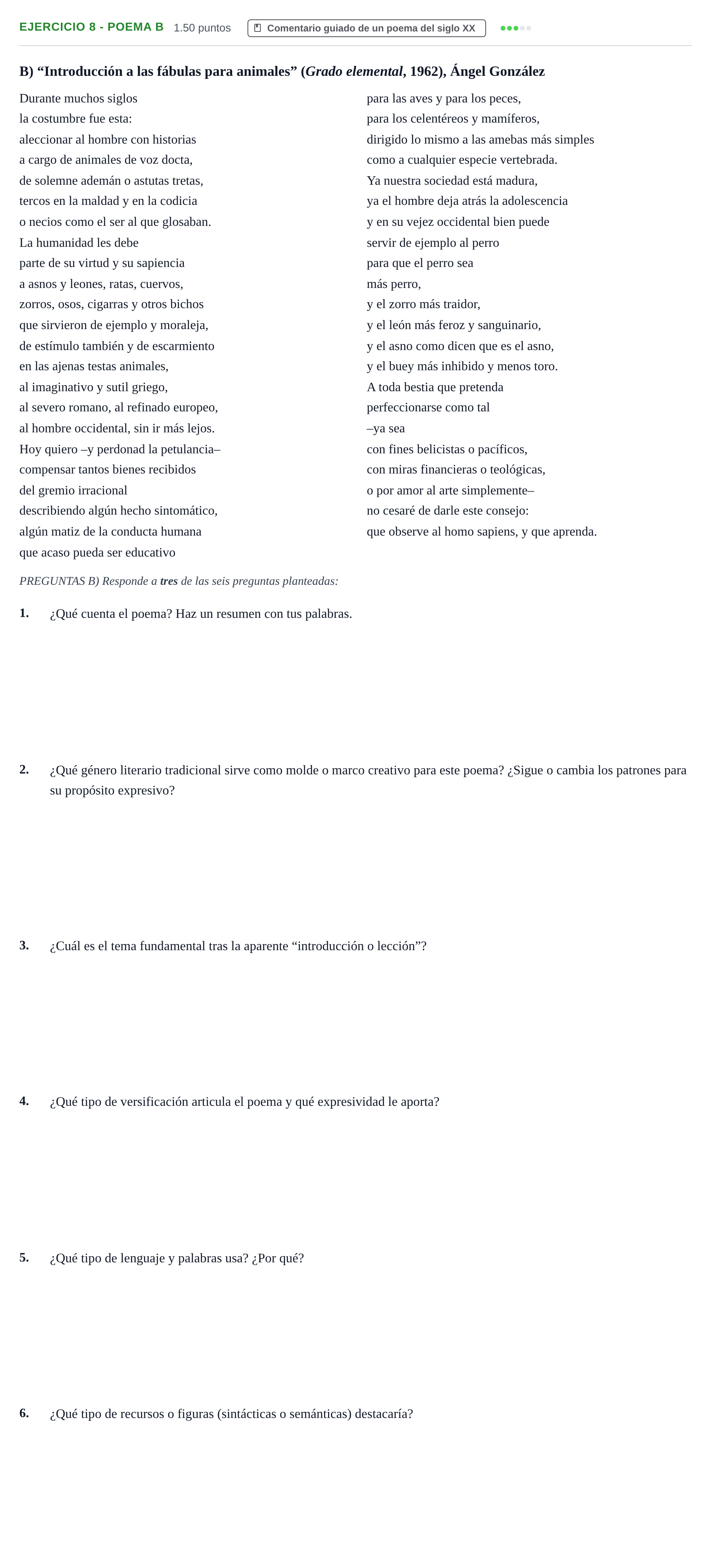 Enunciado: Ejercicio 8 - Poema B · Lengua Castellana y Literatura II PAU La Rioja Ordinaria 2026