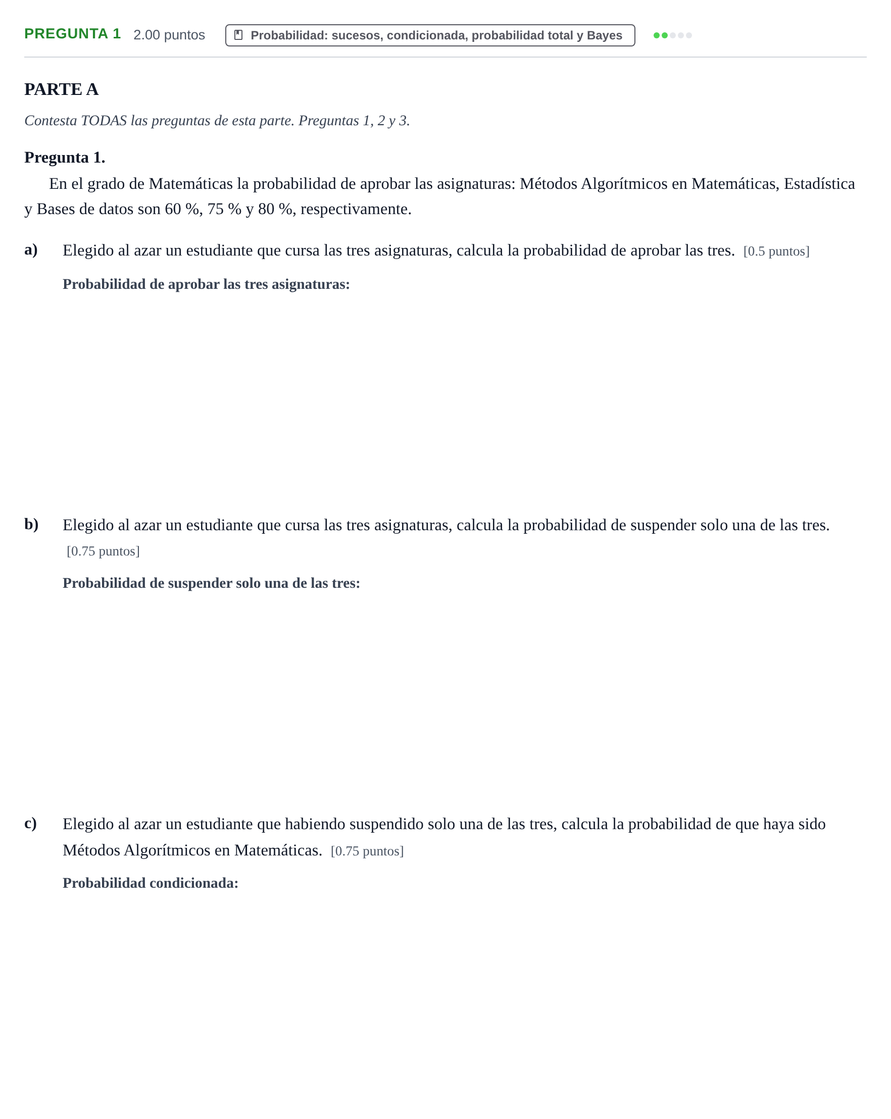Enunciado: Pregunta 1 · Matemáticas II PAU La Rioja Ordinaria 2026