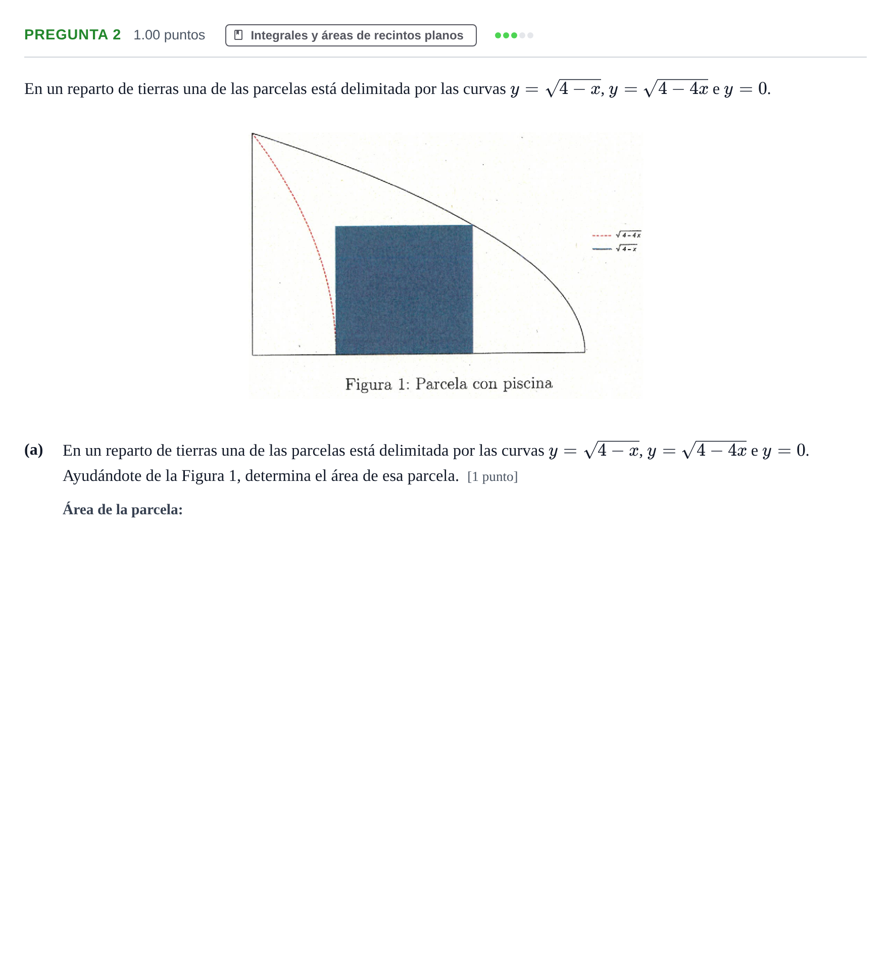 Enunciado: Pregunta 2 - Integrales y áreas de recintos planos · Matemáticas II PAU La Rioja Ordinaria 2026