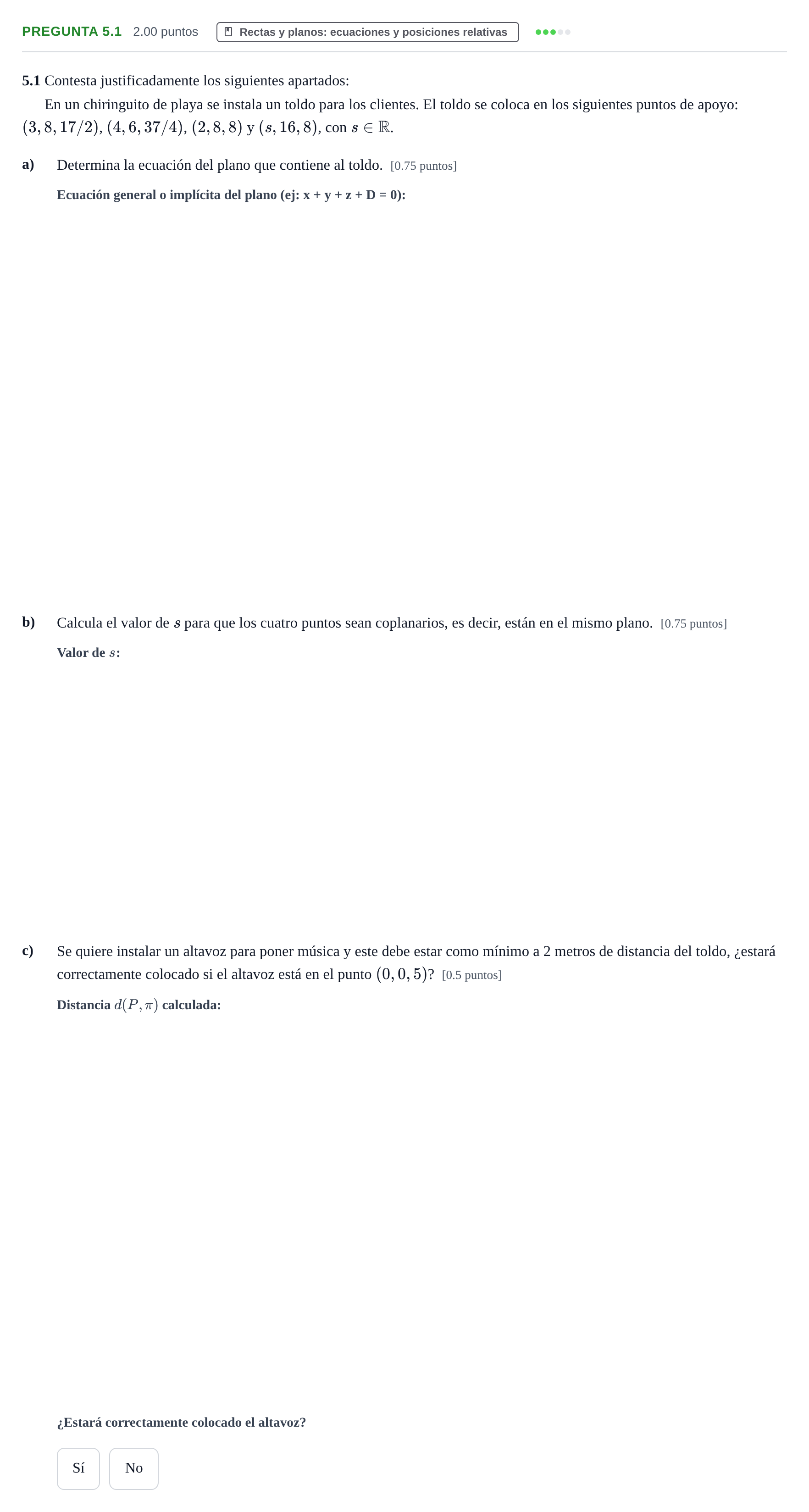 Enunciado: Pregunta 5.1 · Matemáticas II PAU La Rioja Ordinaria 2026