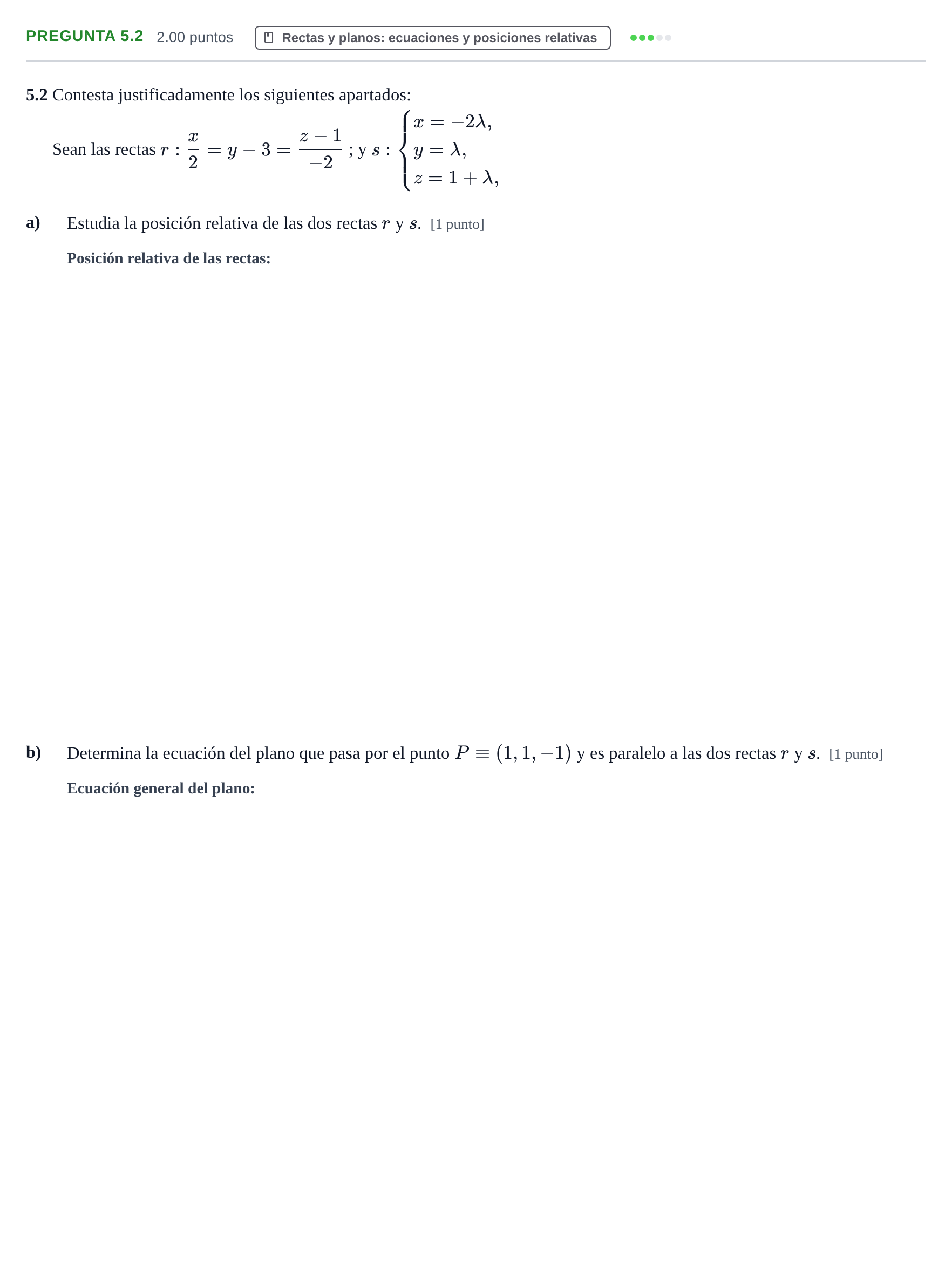 Enunciado: Pregunta 5.2 · Matemáticas II PAU La Rioja Ordinaria 2026