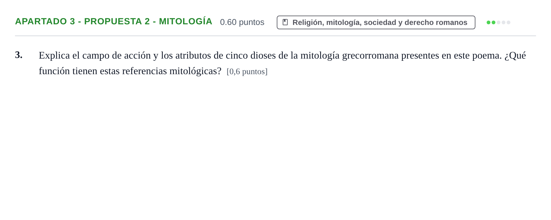 Enunciado: Apartado 3 - Propuesta 2 - Mitología · Latín II PAU La Rioja Ordinaria 2026