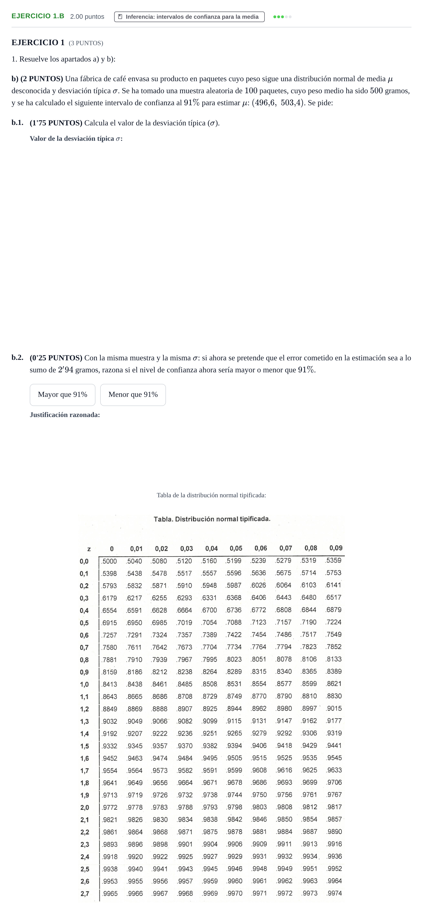 Enunciado: Ejercicio 1.b - Inferencia · Matemáticas aplicadas a las Ciencias Sociales II PAU La Rioja Ordinaria 2026