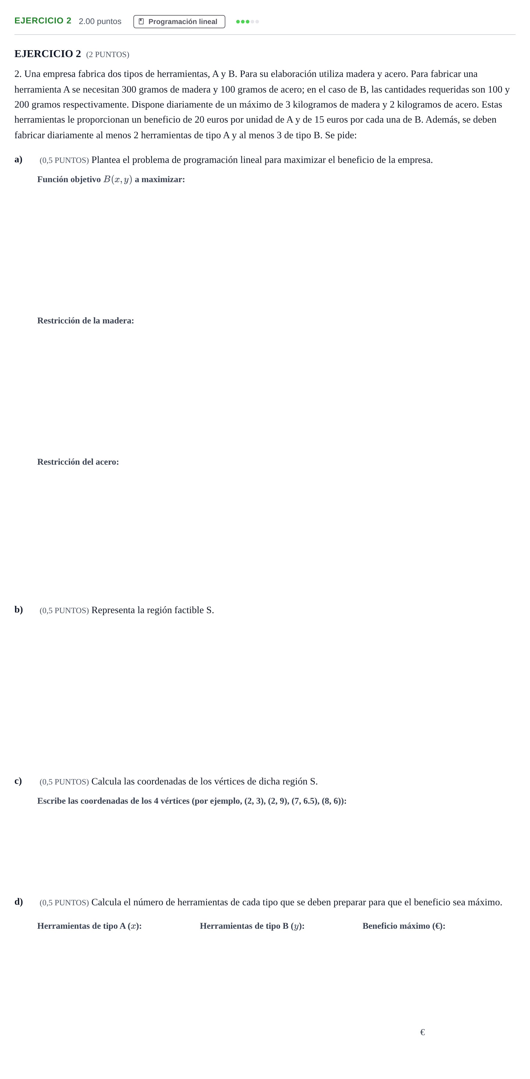 Enunciado: Problema 2 · Matemáticas aplicadas a las Ciencias Sociales II PAU La Rioja Ordinaria 2026