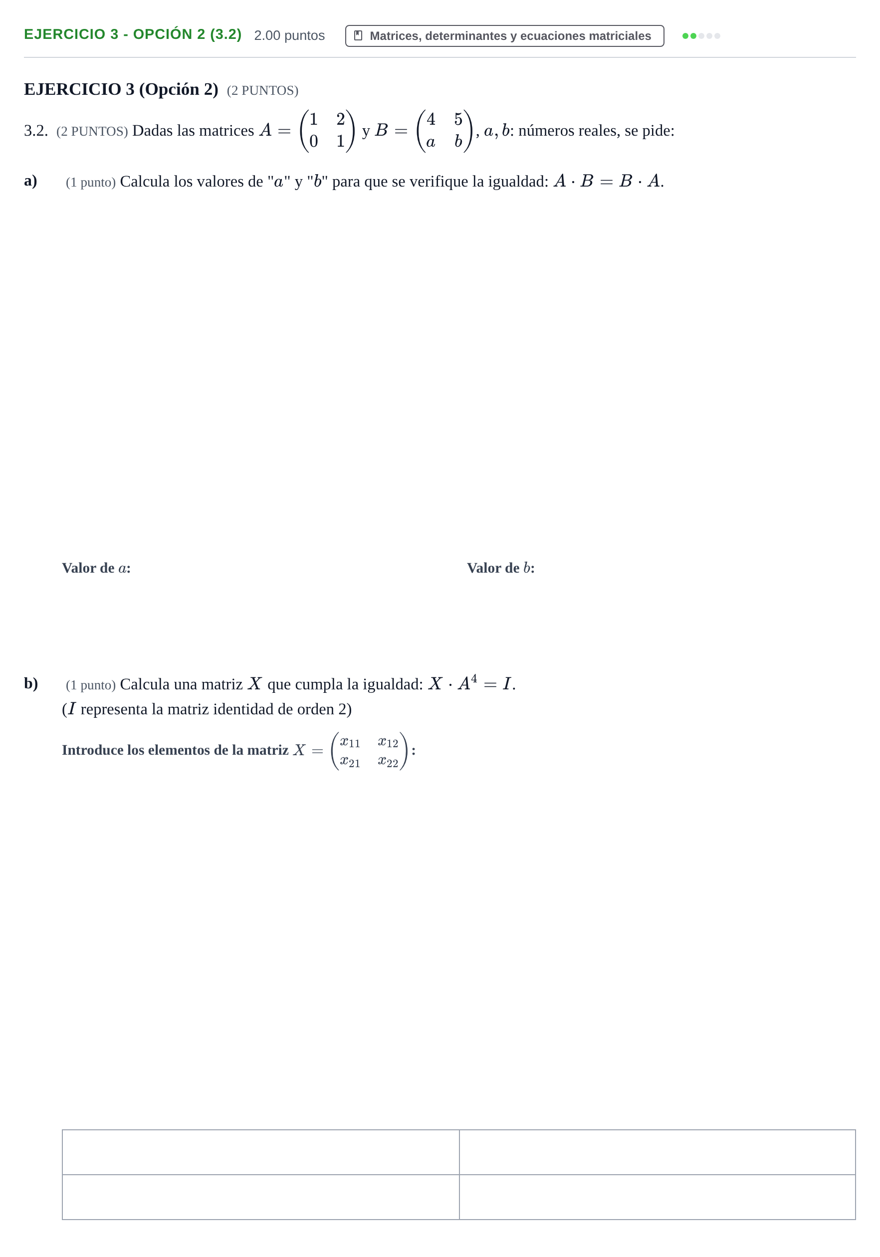 Enunciado: Ejercicio 3 - Opción 2 (3.2) · Matemáticas aplicadas a las Ciencias Sociales II PAU La Rioja Ordinaria 2026