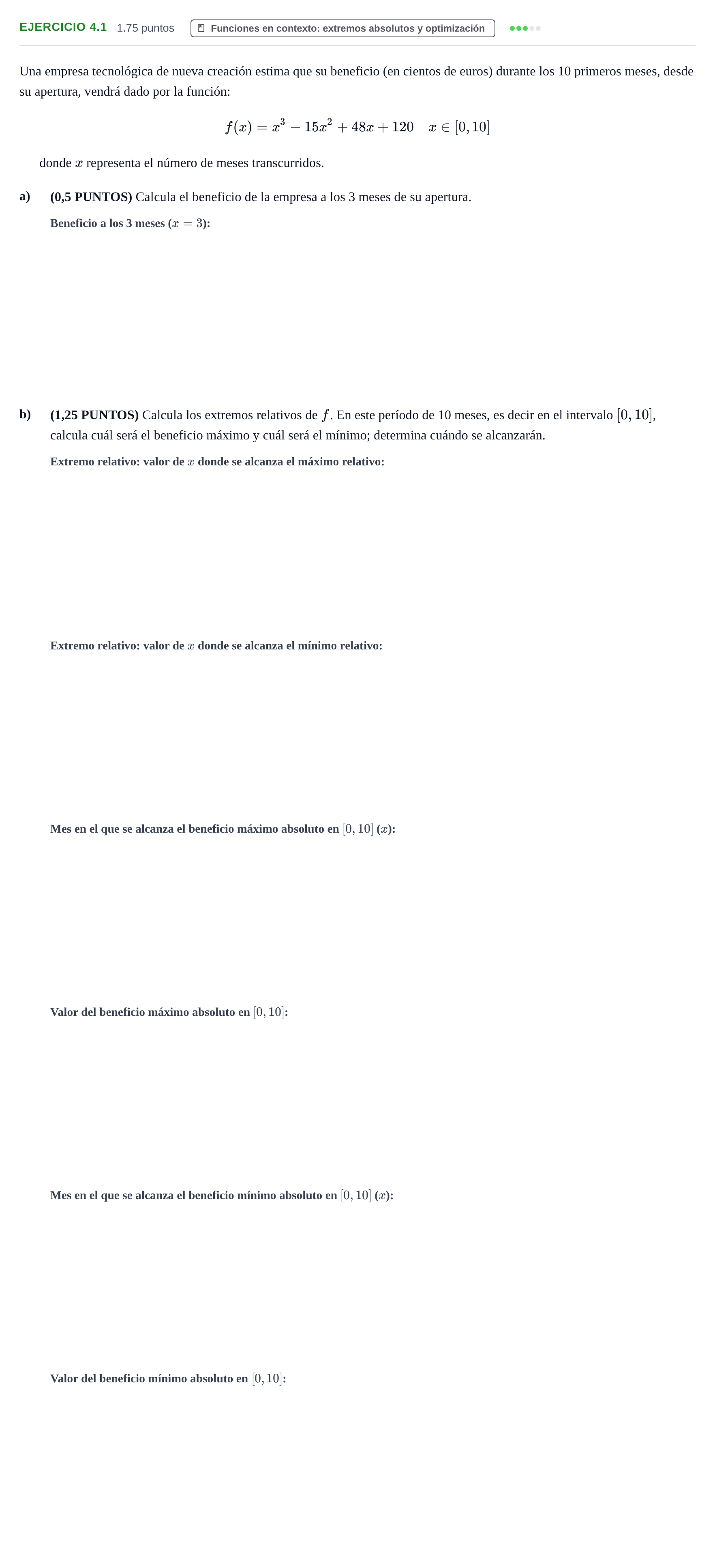 Enunciado: Ejercicio 4.1 - Funciones en contexto · Matemáticas aplicadas a las Ciencias Sociales II PAU La Rioja Ordinaria 2026