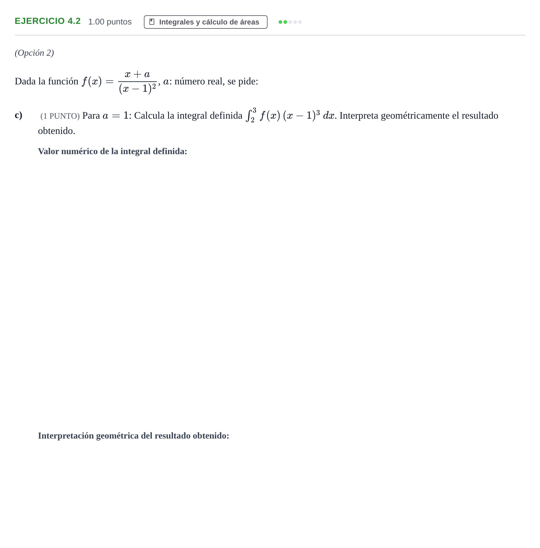 Enunciado: Ejercicio 4.2 - Integrales · Matemáticas aplicadas a las Ciencias Sociales II PAU La Rioja Ordinaria 2026