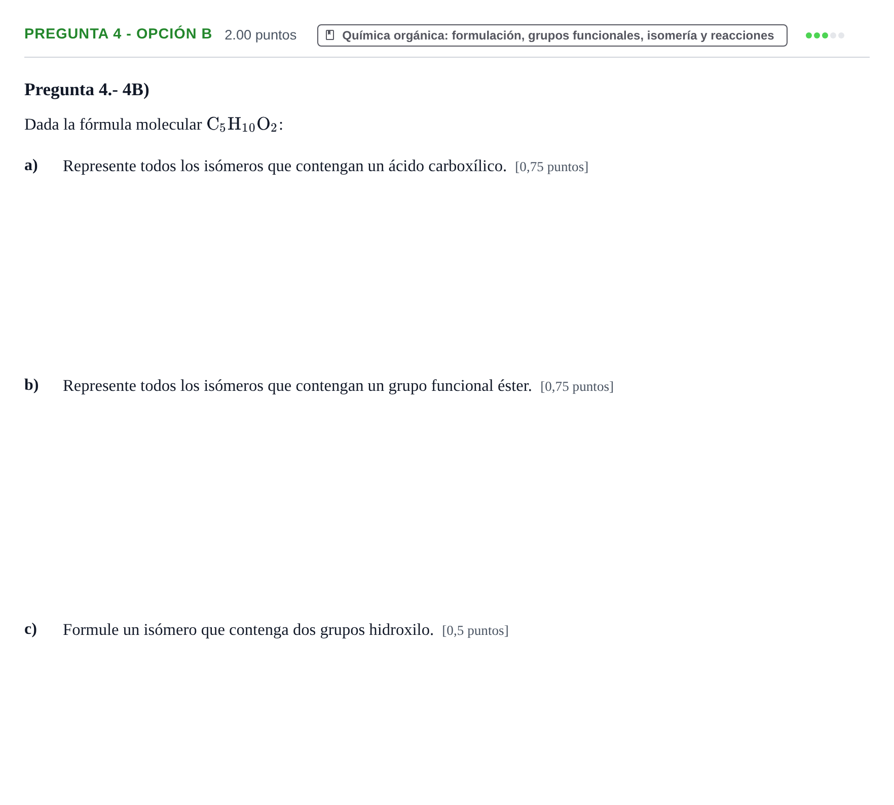 Enunciado: Pregunta 4 - Opción B · Química PAU La Rioja Ordinaria 2026