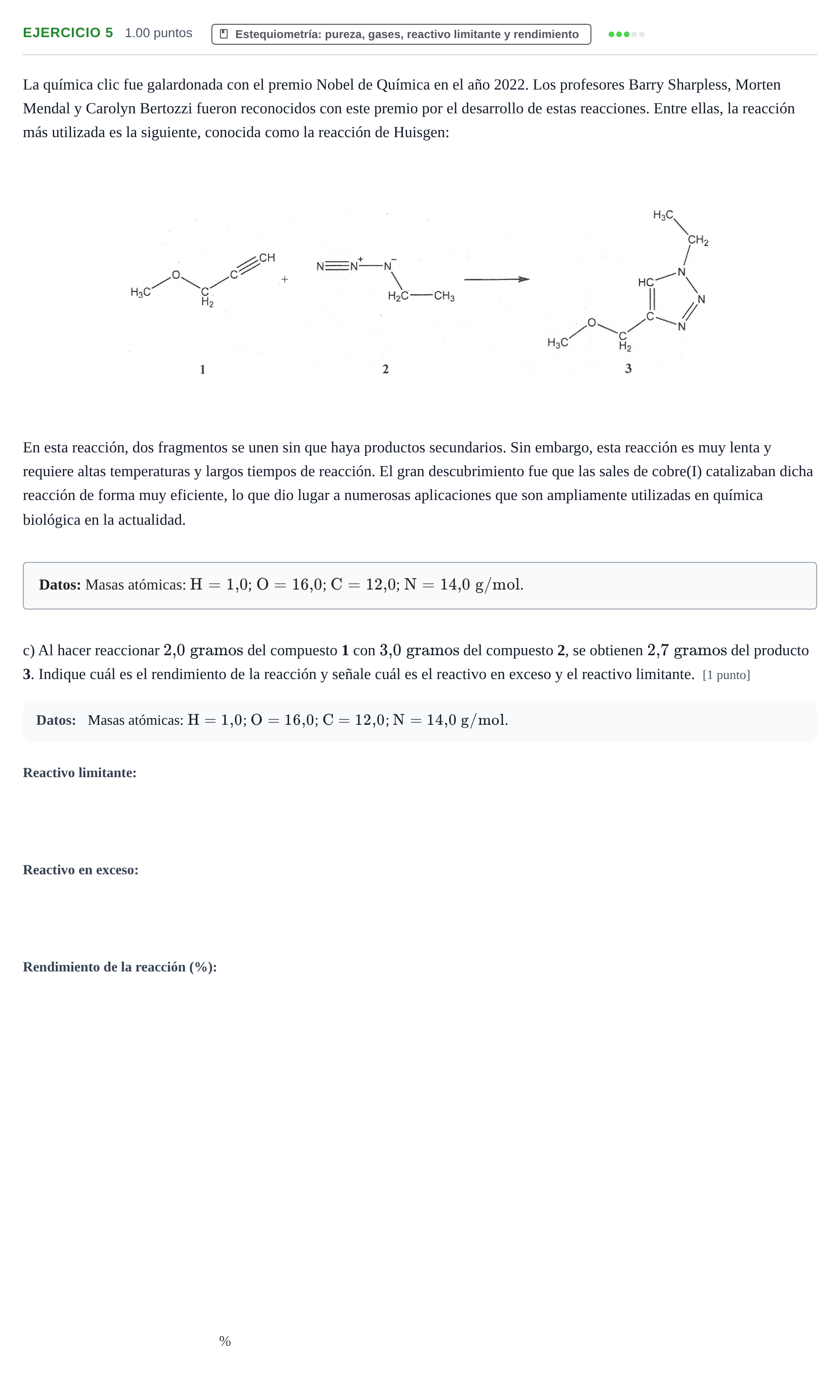 Enunciado: Ejercicio 5 - Estequiometría · Química PAU La Rioja Ordinaria 2026
