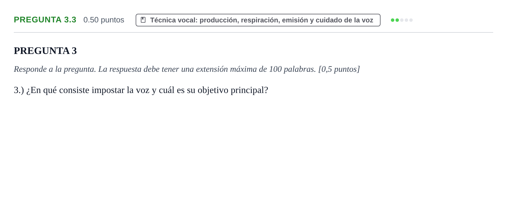 Enunciado: Pregunta 3.3 · Coro y Técnica Vocal PAU La Rioja Ordinaria 2026