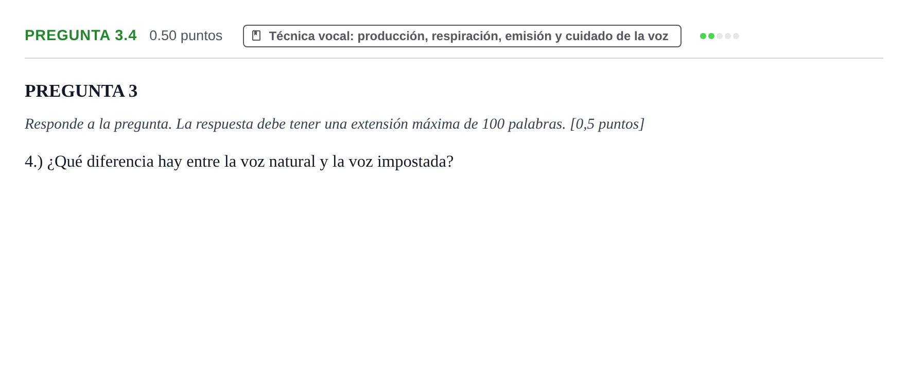 Enunciado: Pregunta 3.4 · Coro y Técnica Vocal PAU La Rioja Ordinaria 2026