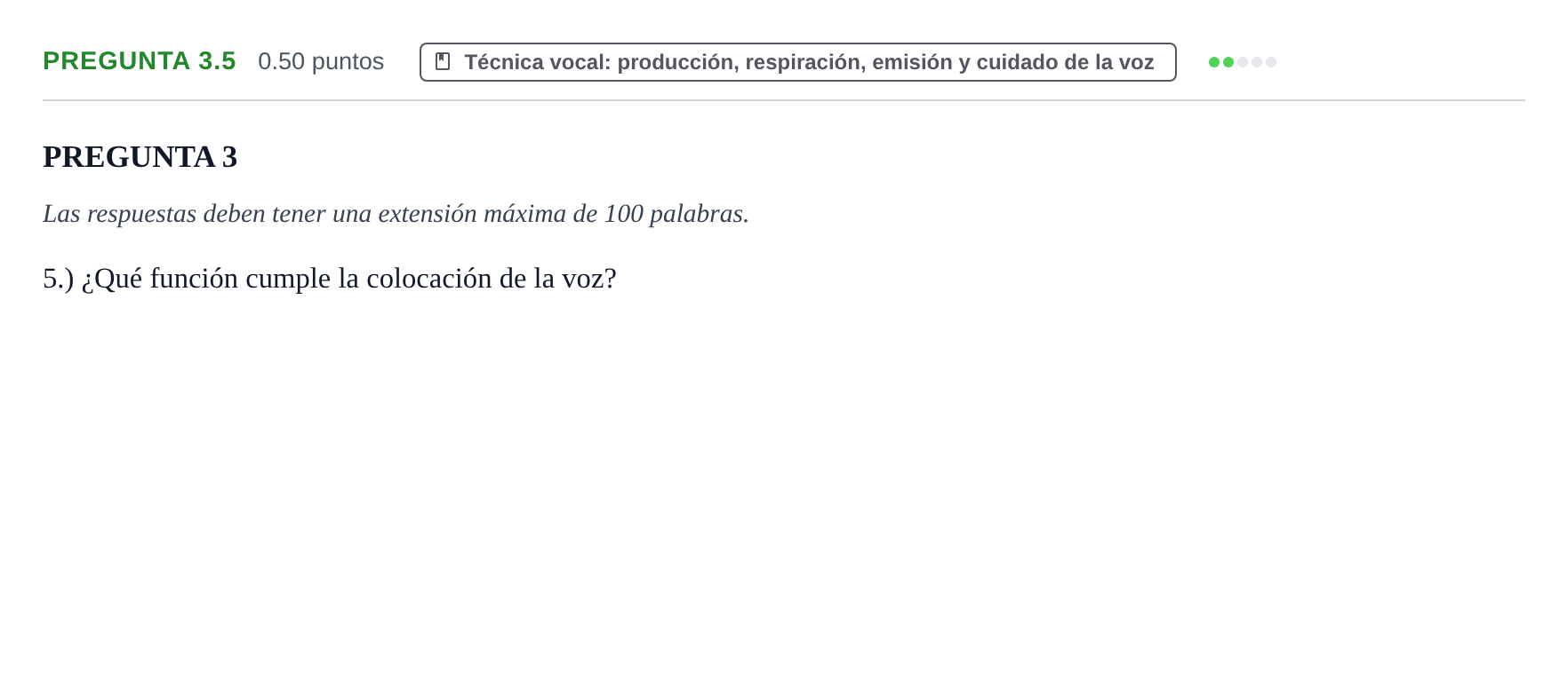 Enunciado: Pregunta 3.5 · Coro y Técnica Vocal PAU La Rioja Ordinaria 2026