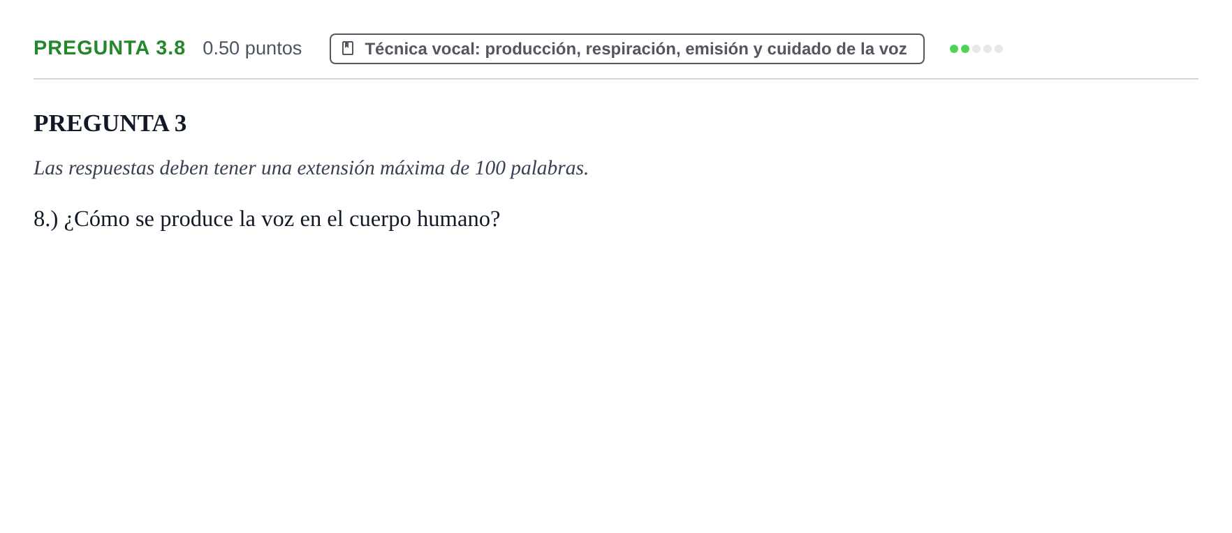 Enunciado: Pregunta 3.8 · Coro y Técnica Vocal PAU La Rioja Ordinaria 2026