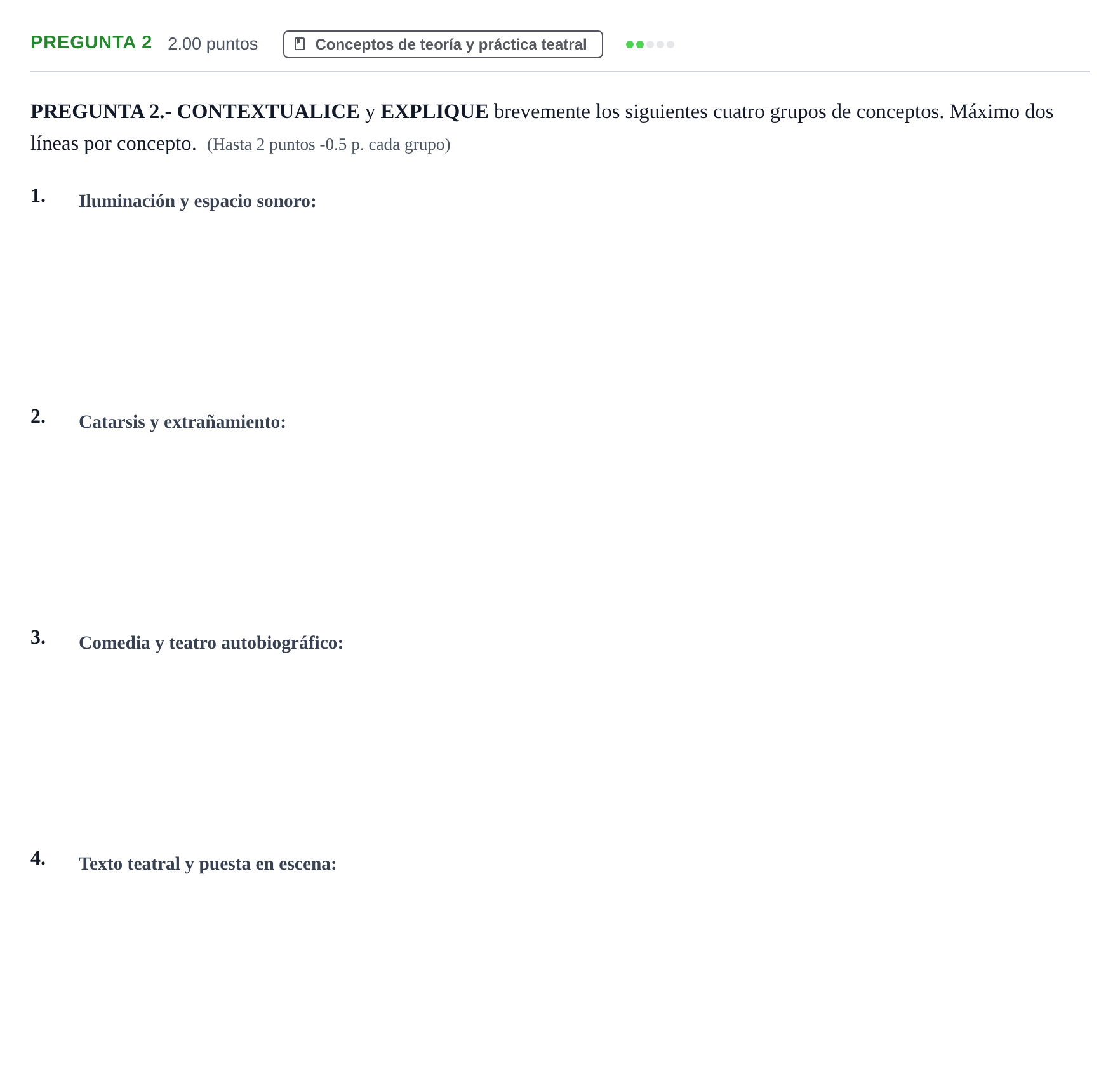 Enunciado: Pregunta 2 · Literatura Dramática PAU La Rioja Ordinaria 2026