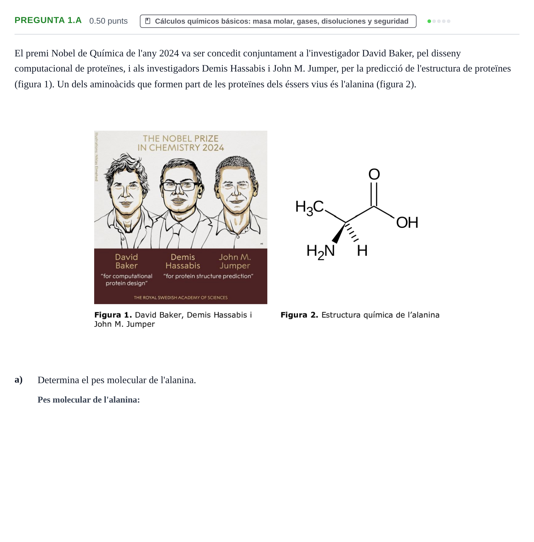 Enunciado: Pregunta 1.a · Química PAU Baleares Extraordinaria 2025