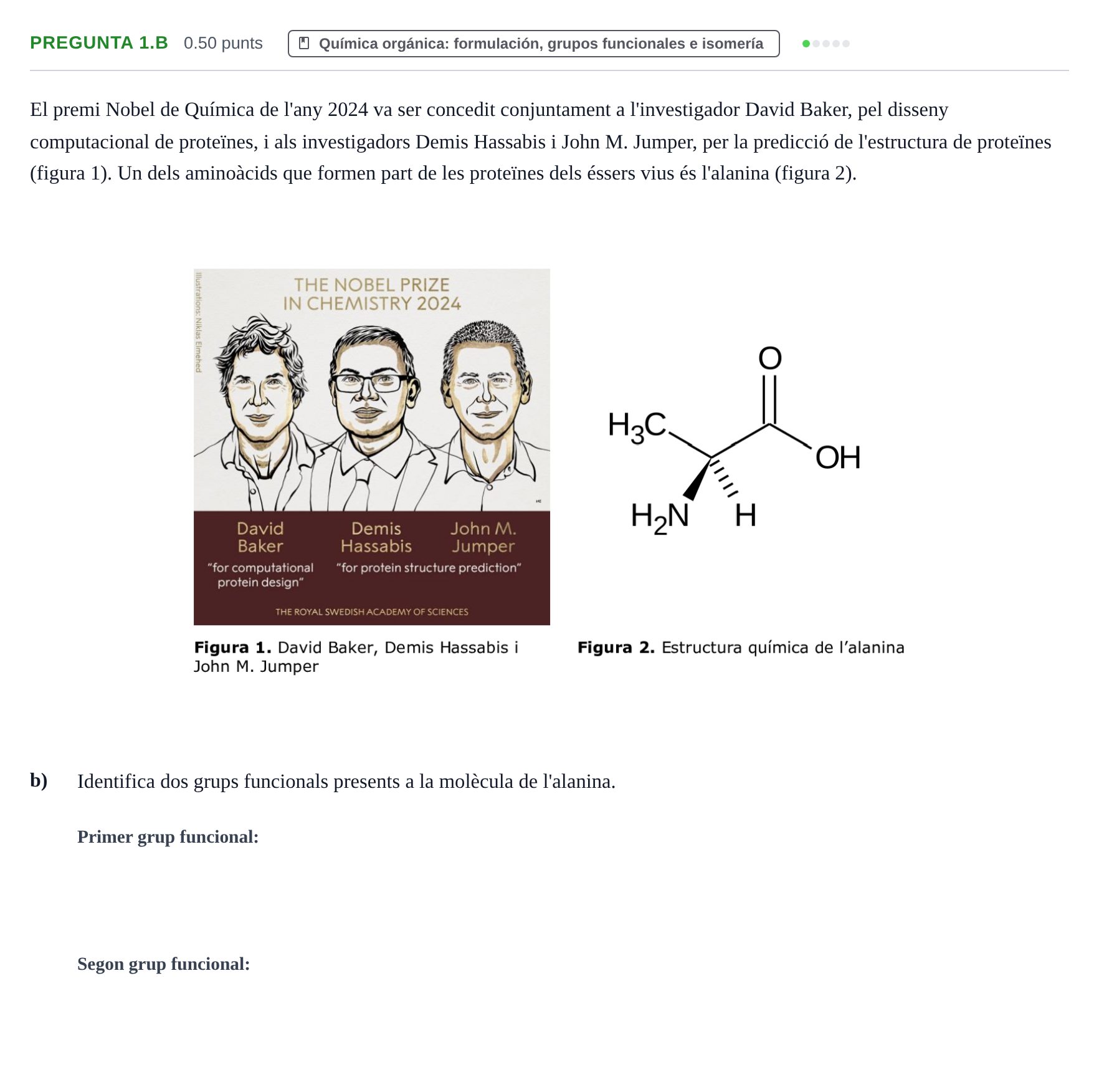 Enunciado: Pregunta 1.b · Química PAU Baleares Extraordinaria 2025