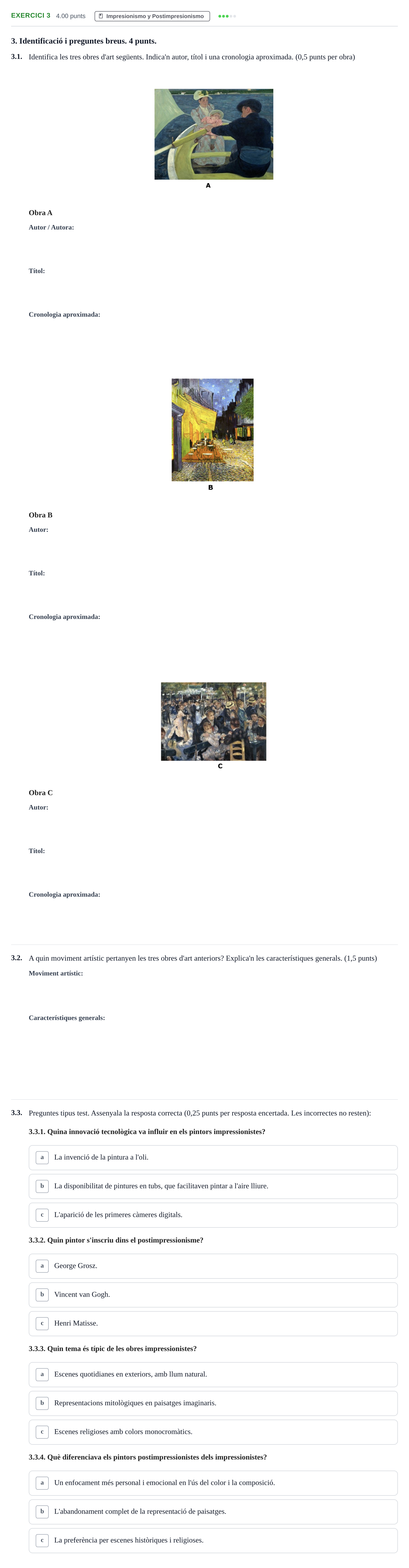 Enunciado: Problema 3 · Movimientos Culturales y Artísticos PAU Baleares Ordinaria 2025