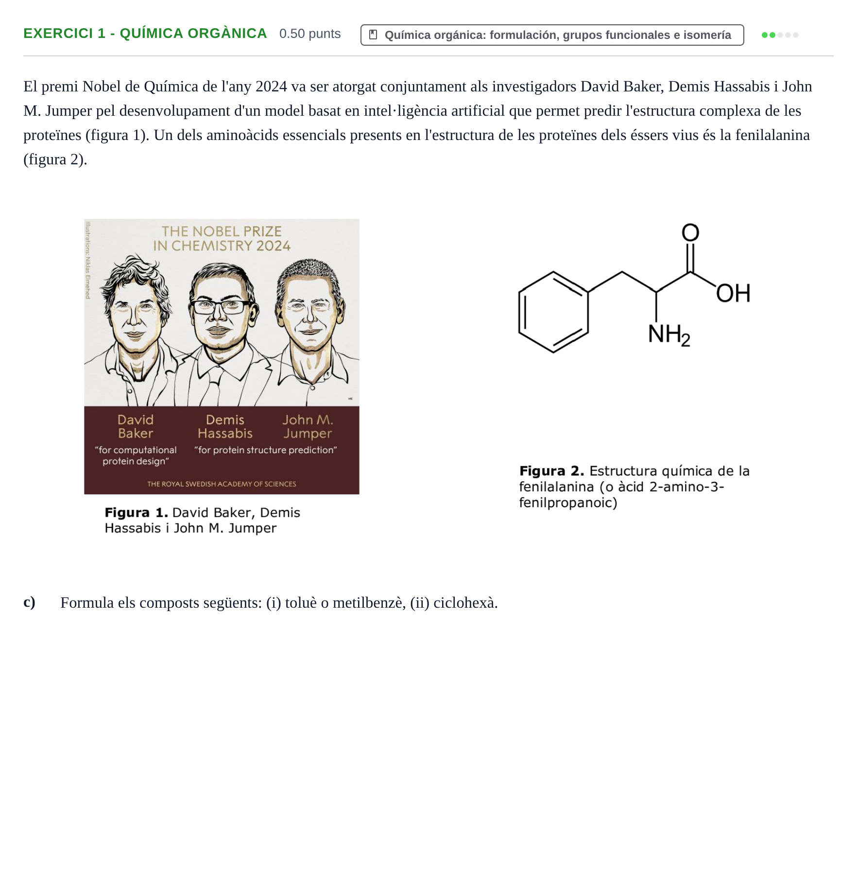 Enunciado: Ejercicio 1 - Química orgànica · Química PAU Baleares Ordinaria 2025