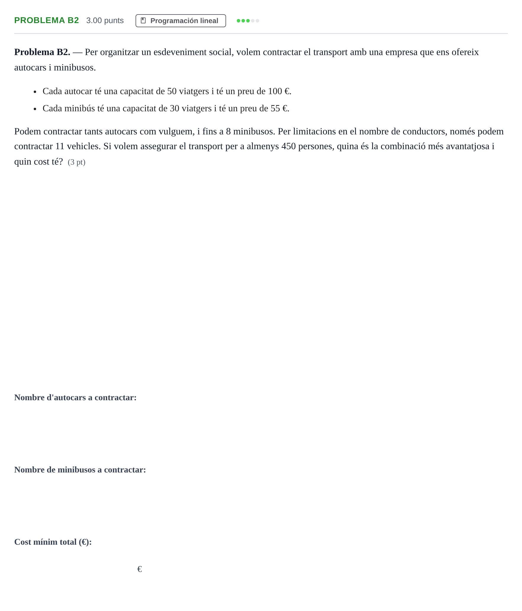 Enunciado: Problema B2 · Matemáticas aplicadas a las Ciencias Sociales II PAU Baleares Ordinaria 2025