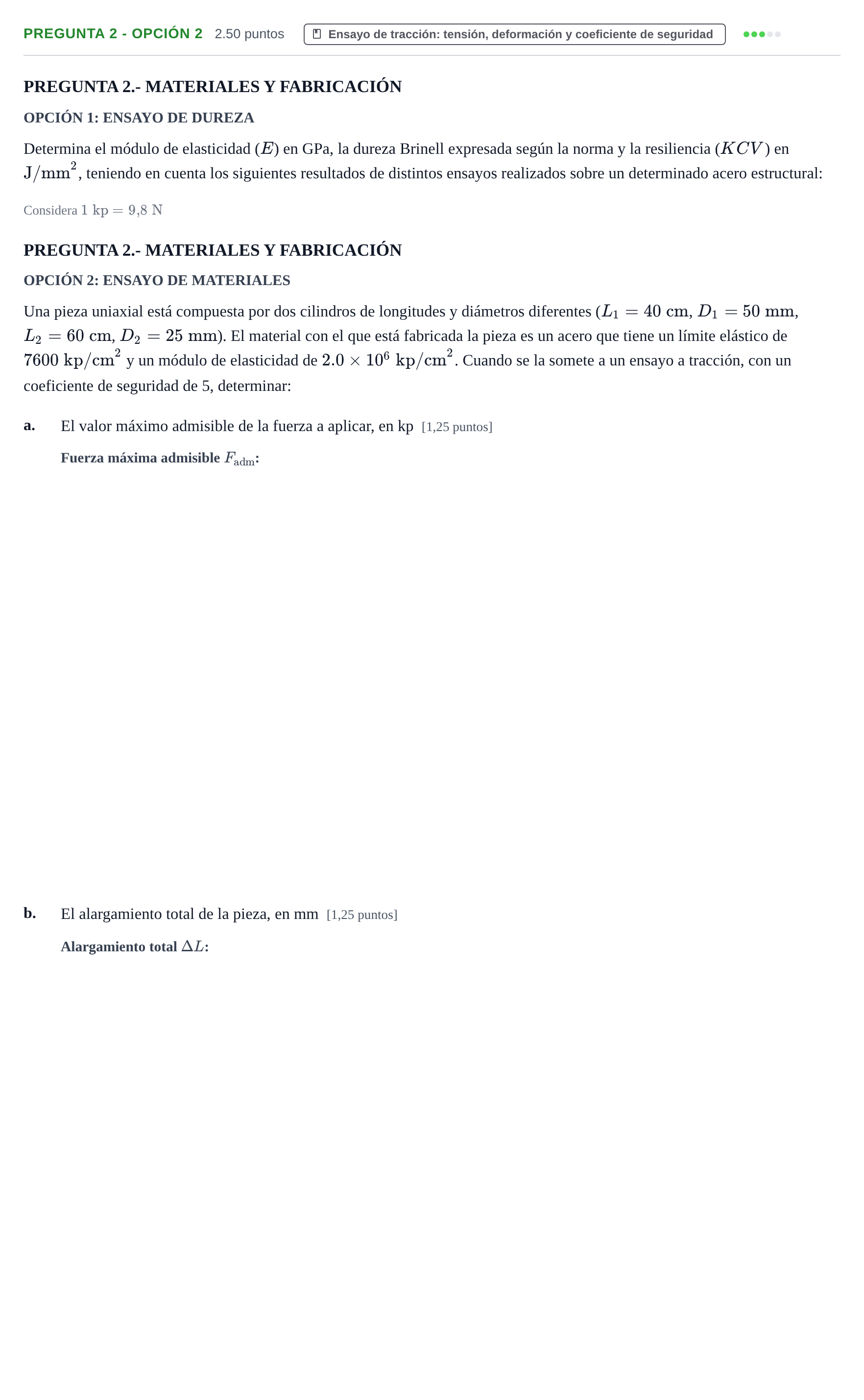 Enunciado: Pregunta 2 - Opción 2 · Tecnología e Ingeniería II PAU La Rioja Ordinaria 2026