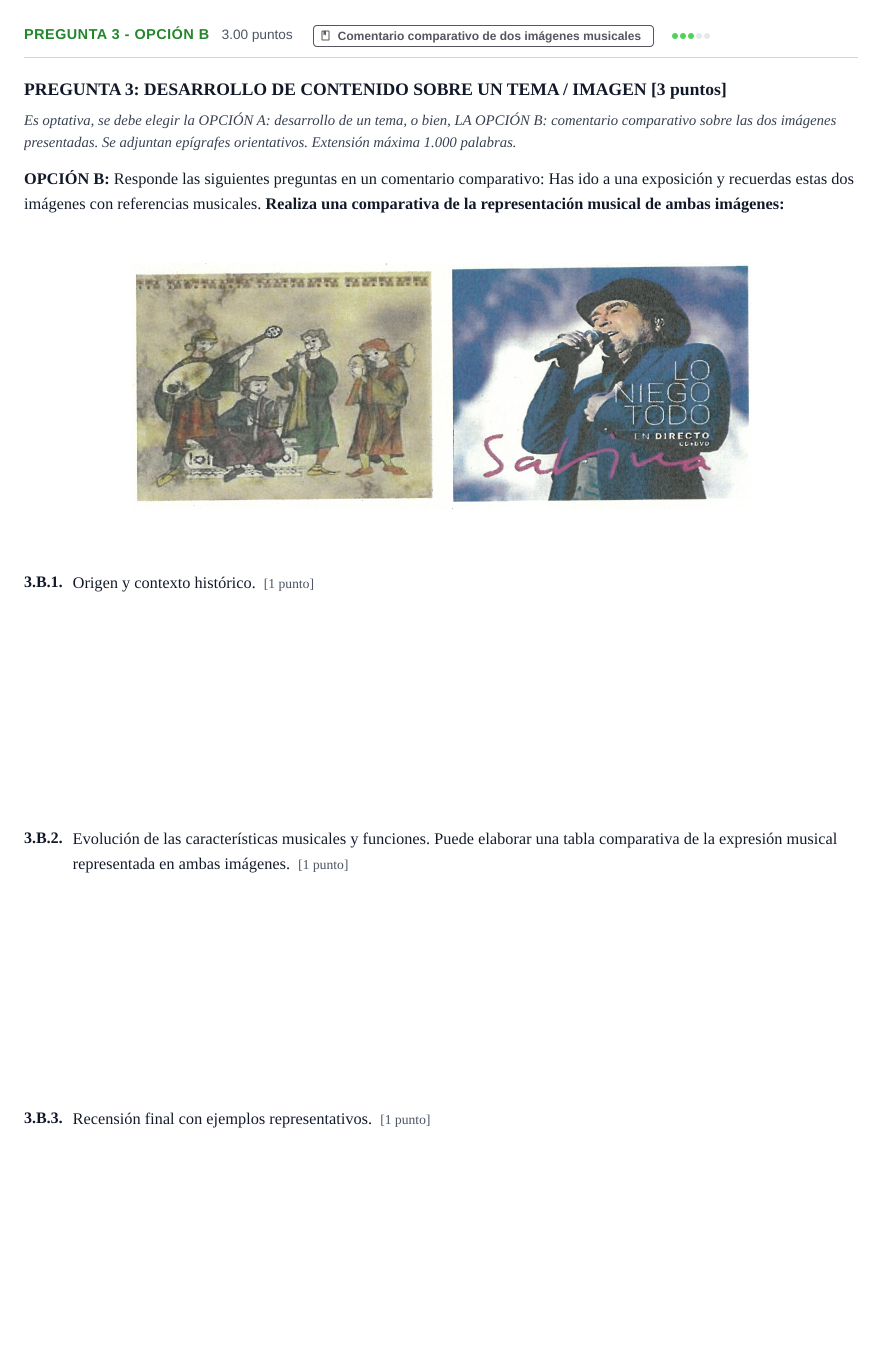 Enunciado: Pregunta 3 - Opción B · Historia de la Música y de la Danza PAU La Rioja Ordinaria 2026