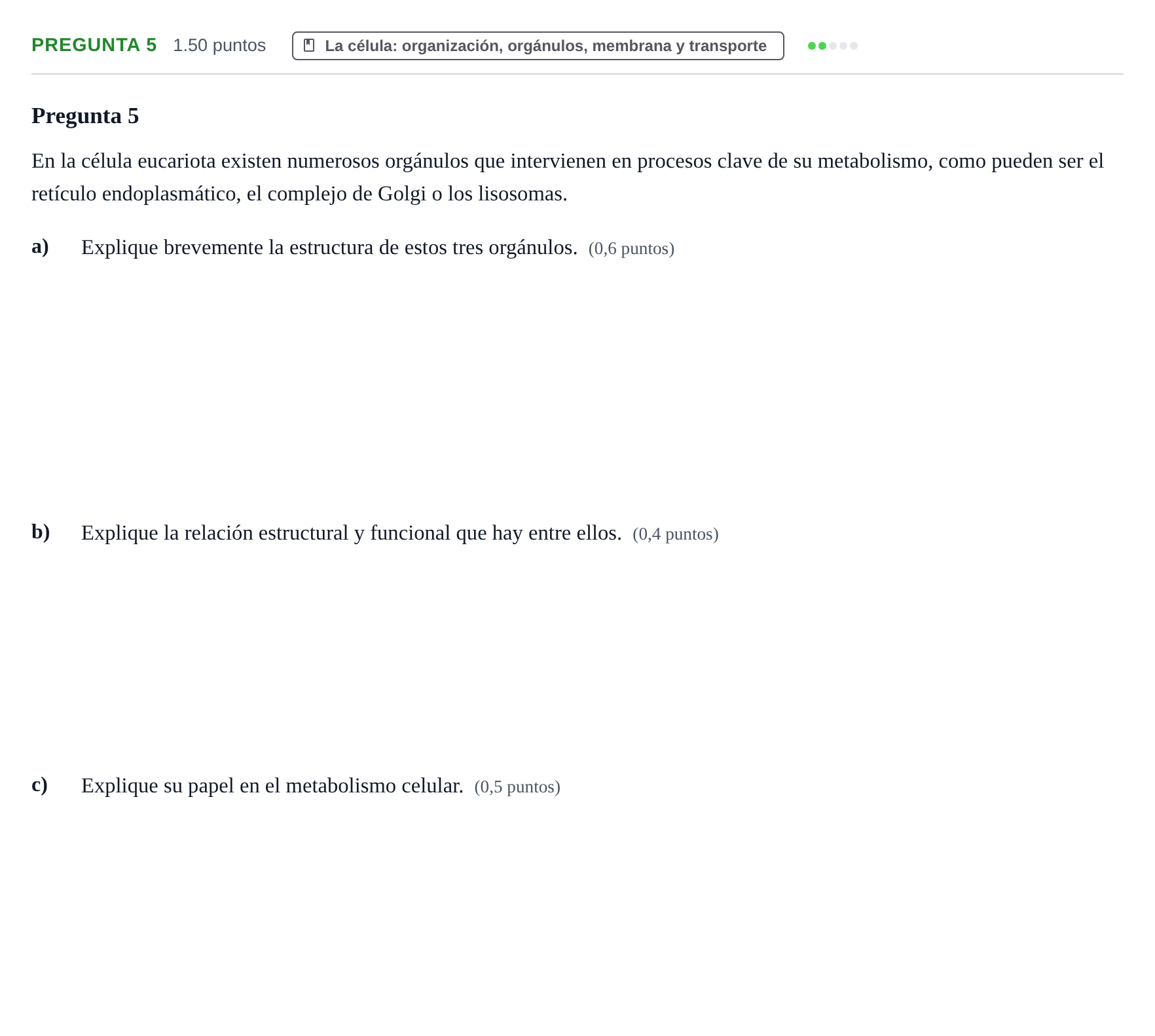 Enunciado: Pregunta 5 · Biología PAU La Rioja Ordinaria 2025