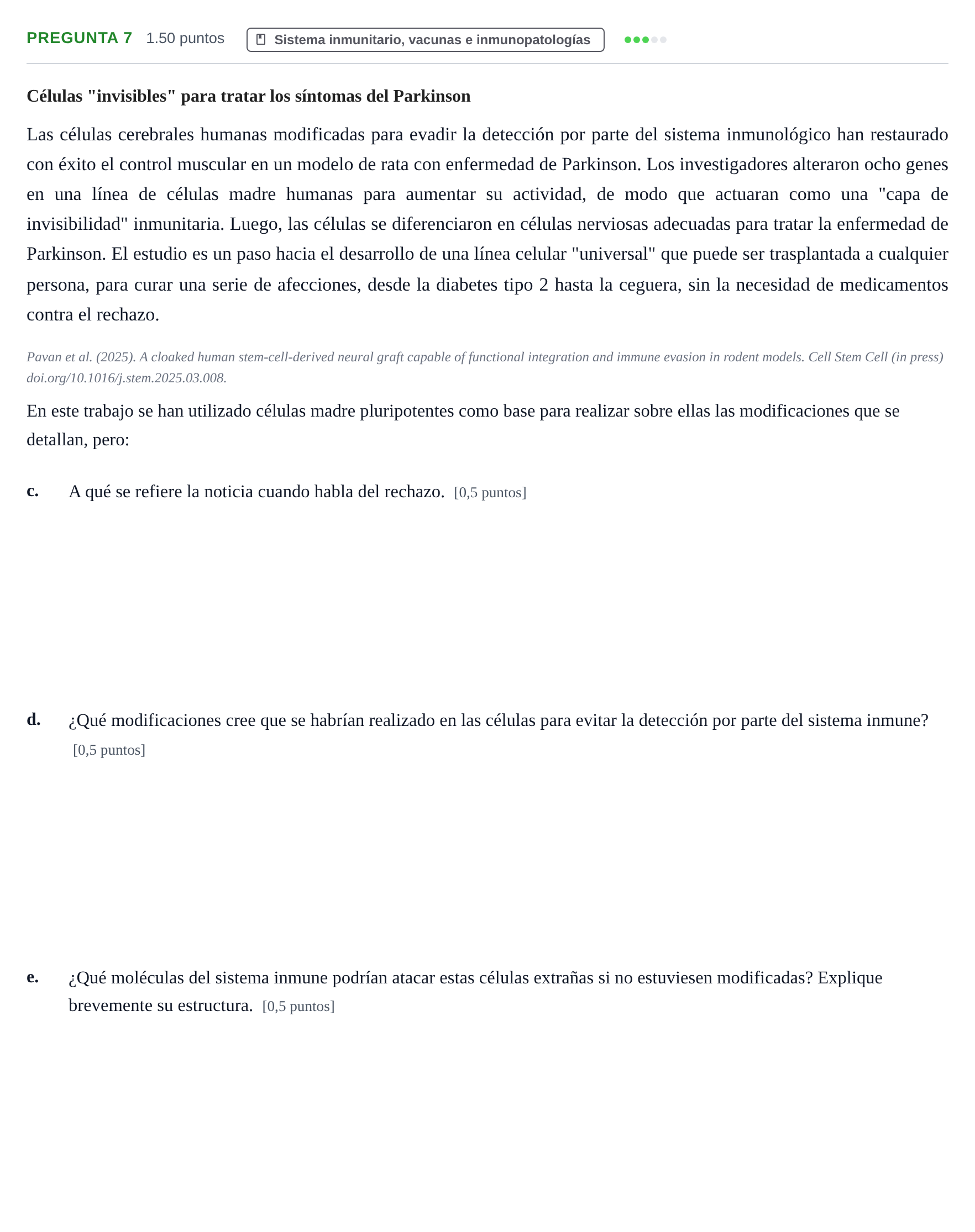 Enunciado: Pregunta 7 - Sistema inmunitario · Biología PAU La Rioja Ordinaria 2025