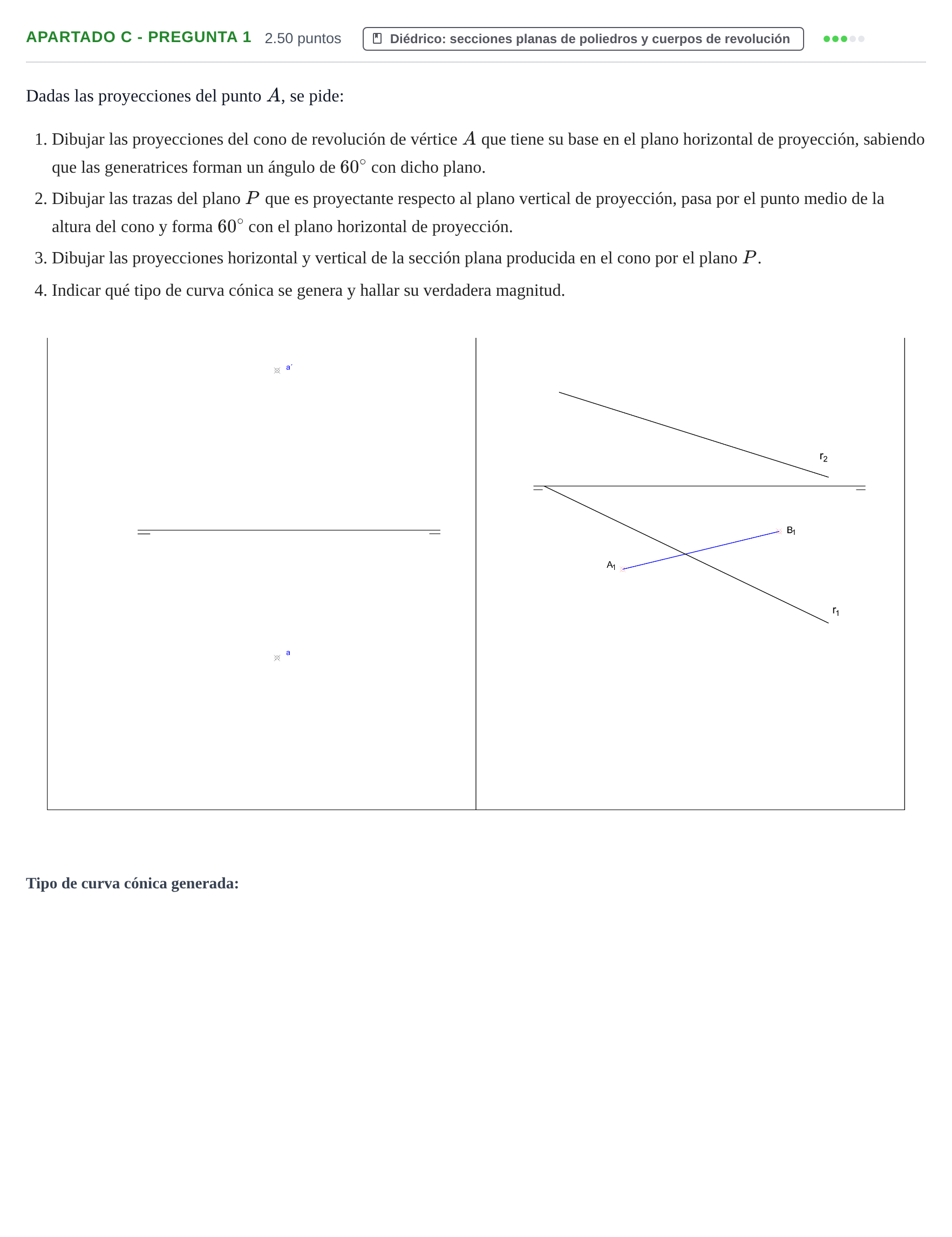Enunciado: Apartado C - Pregunta 1 · Dibujo técnico II PAU La Rioja Extraordinaria 2025