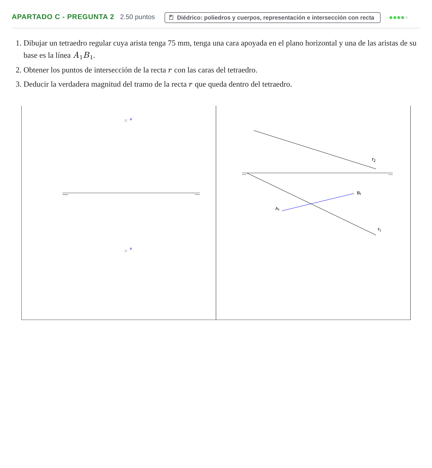Enunciado: Apartado C - Pregunta 2 · Dibujo técnico II PAU La Rioja Extraordinaria 2025