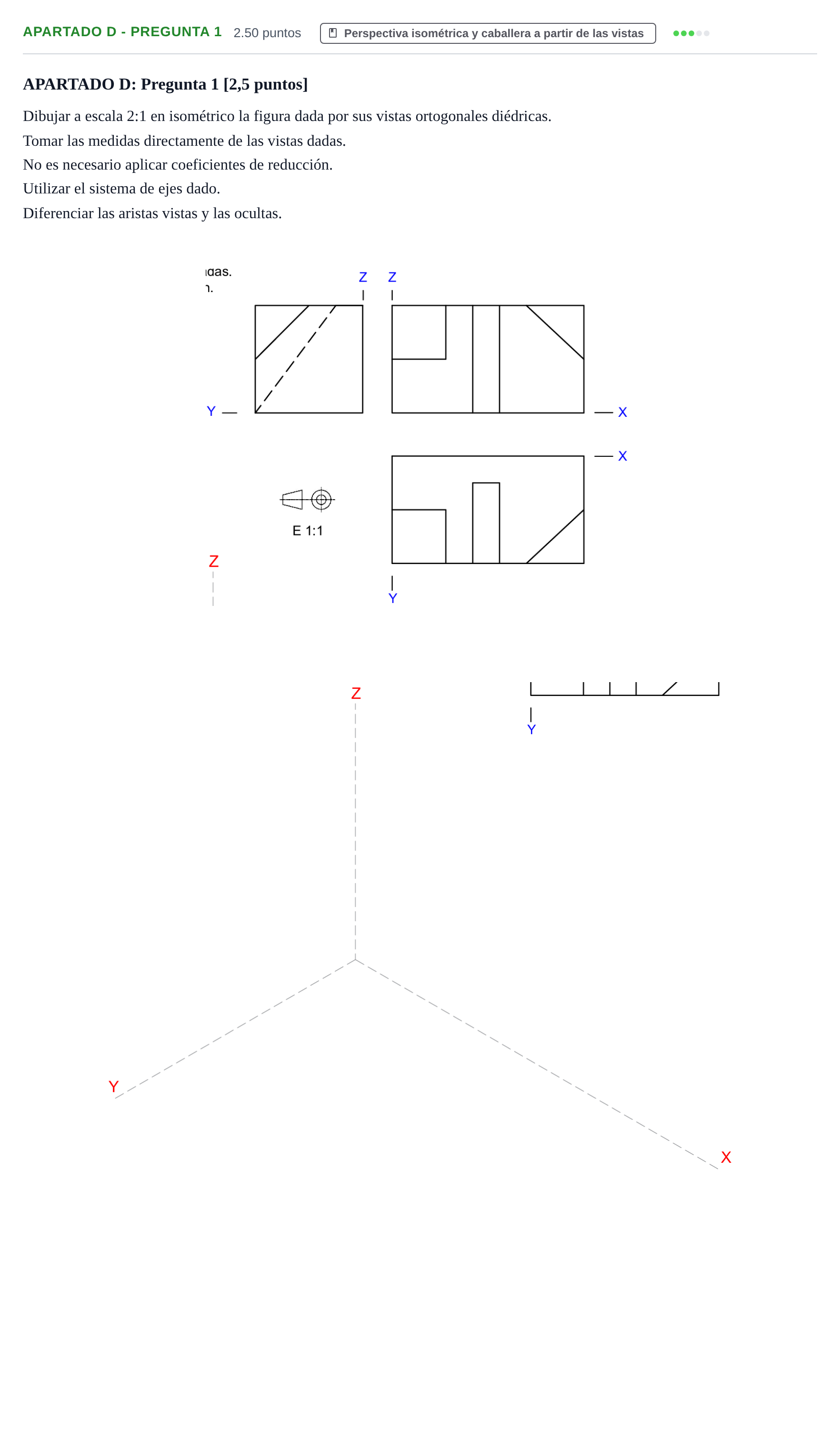 Enunciado: Apartado D - Pregunta 1 · Dibujo técnico II PAU La Rioja Extraordinaria 2025