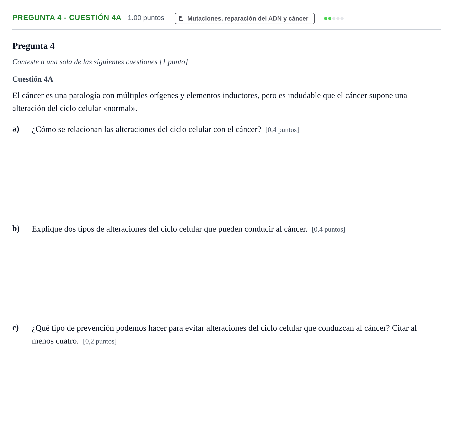 Enunciado: Pregunta 4 - Cuestión 4A · Biología PAU La Rioja Extraordinaria 2025