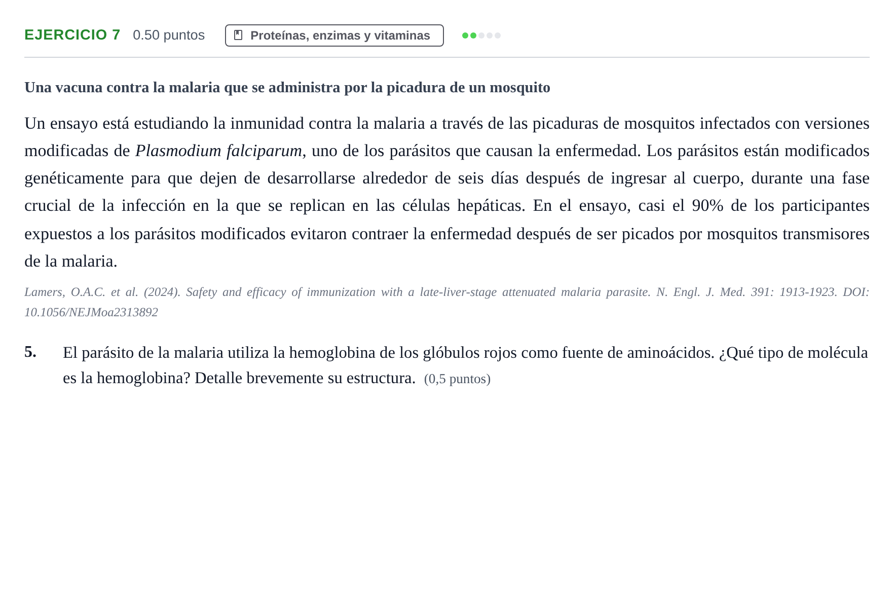Enunciado: Ejercicio 7 - Proteínas · Biología PAU La Rioja Extraordinaria 2025