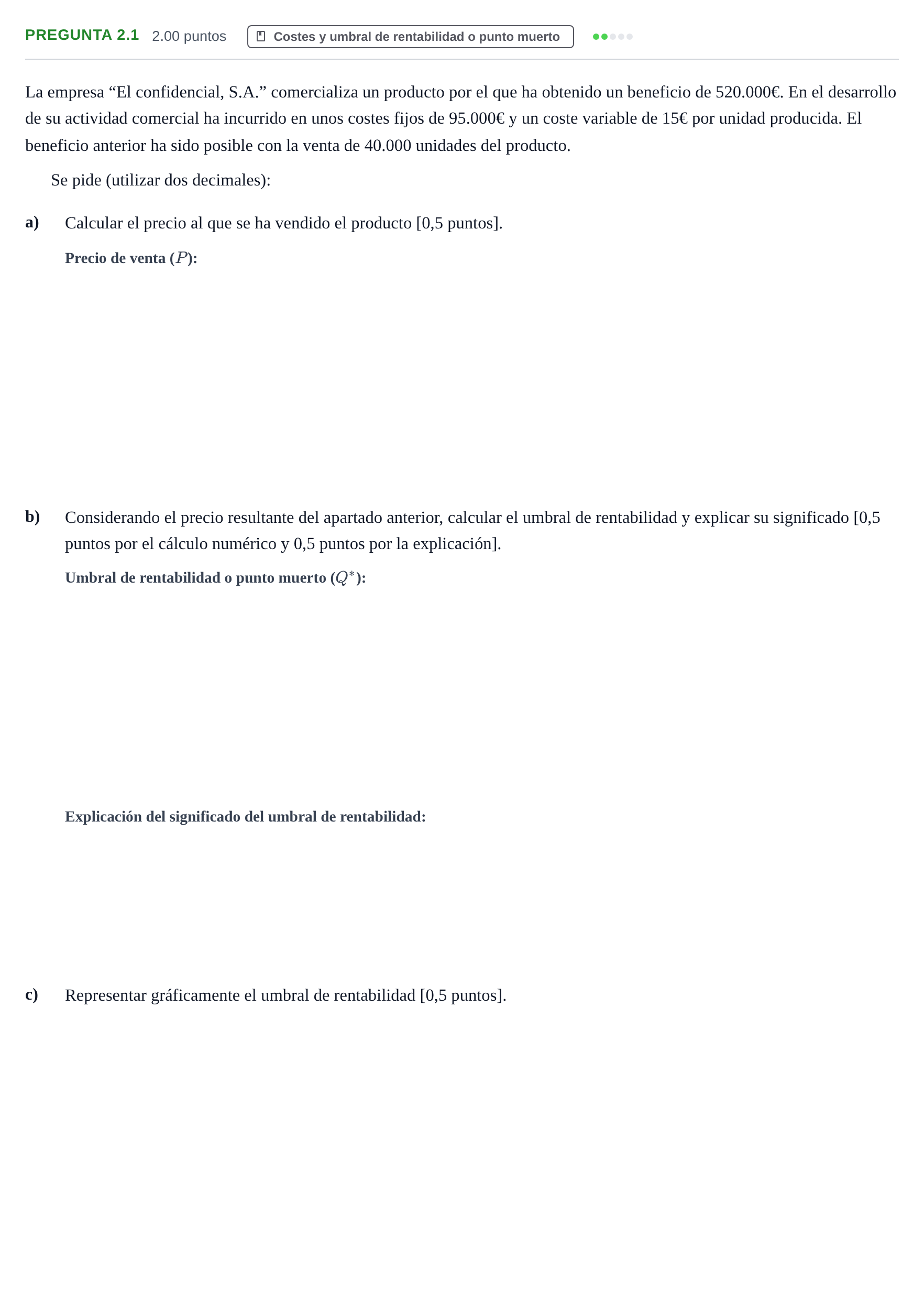 Enunciado: Pregunta 2.1 · Empresa y Diseño de Modelos de Negocio PAU La Rioja Ordinaria 2025