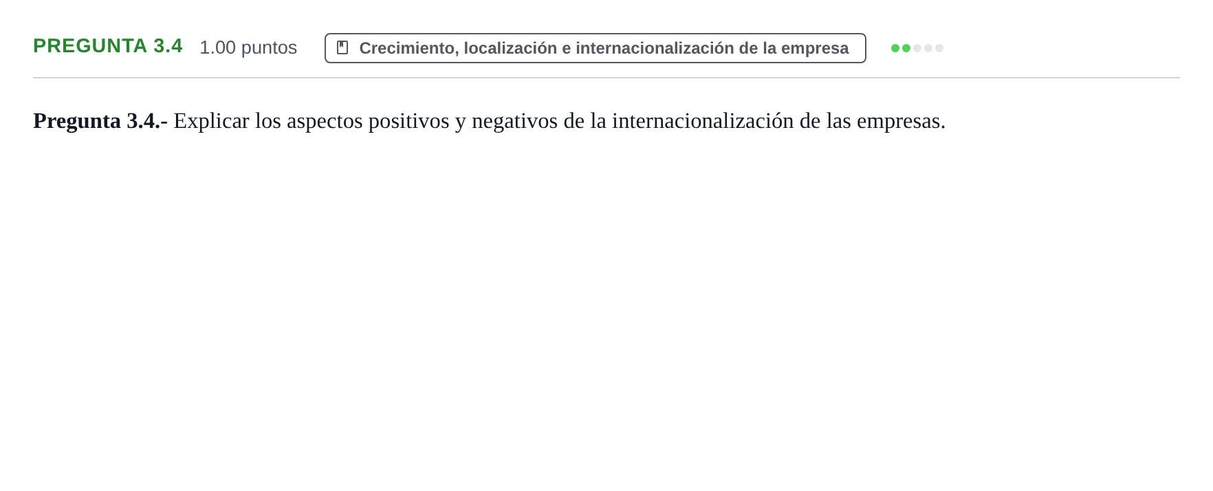 Enunciado: Pregunta 3.4 · Empresa y Diseño de Modelos de Negocio PAU La Rioja Ordinaria 2025