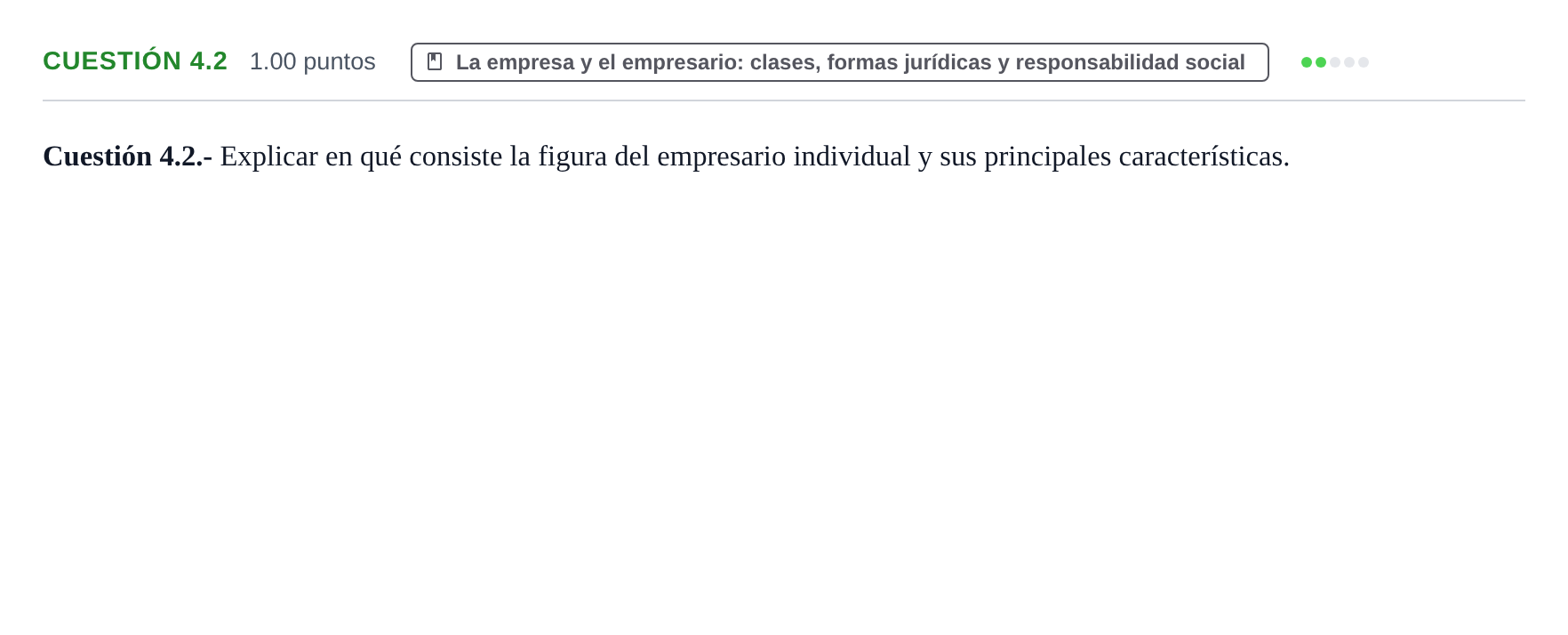 Enunciado: Cuestión 4.2 · Empresa y Diseño de Modelos de Negocio PAU La Rioja Ordinaria 2025