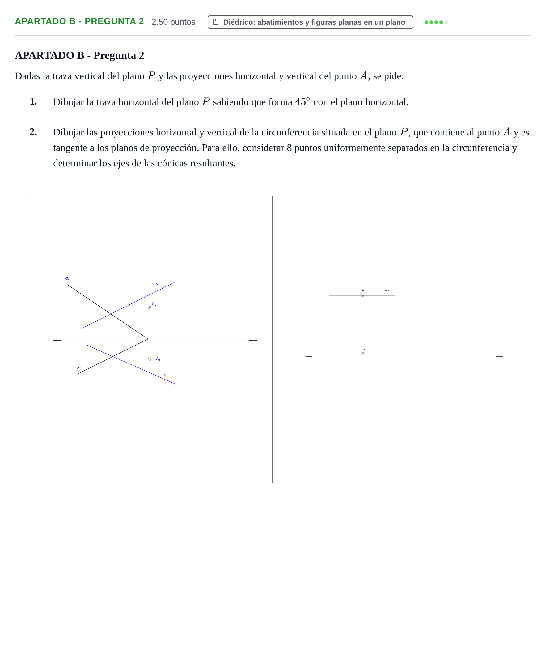 Enunciado: Apartado B - Pregunta 2 · Dibujo técnico II PAU La Rioja Ordinaria 2025