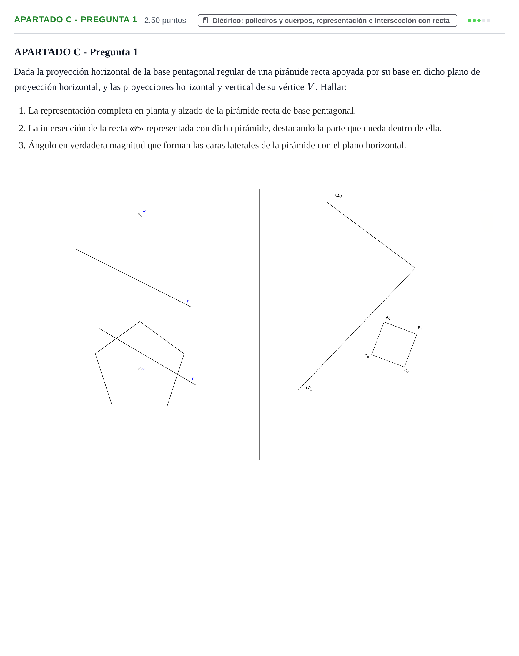 Enunciado: Apartado C - Pregunta 1 · Dibujo técnico II PAU La Rioja Ordinaria 2025