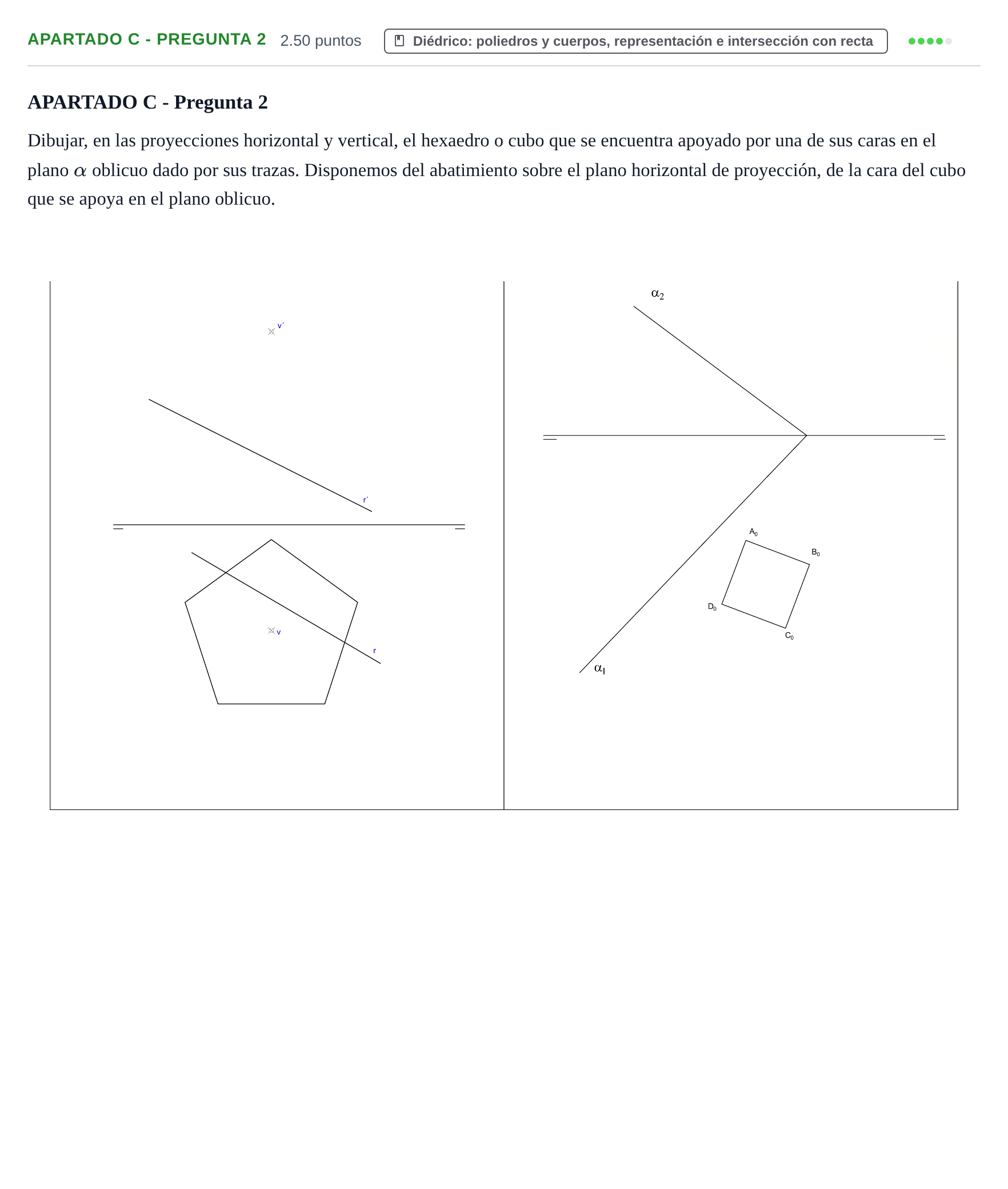 Enunciado: Apartado C - Pregunta 2 · Dibujo técnico II PAU La Rioja Ordinaria 2025