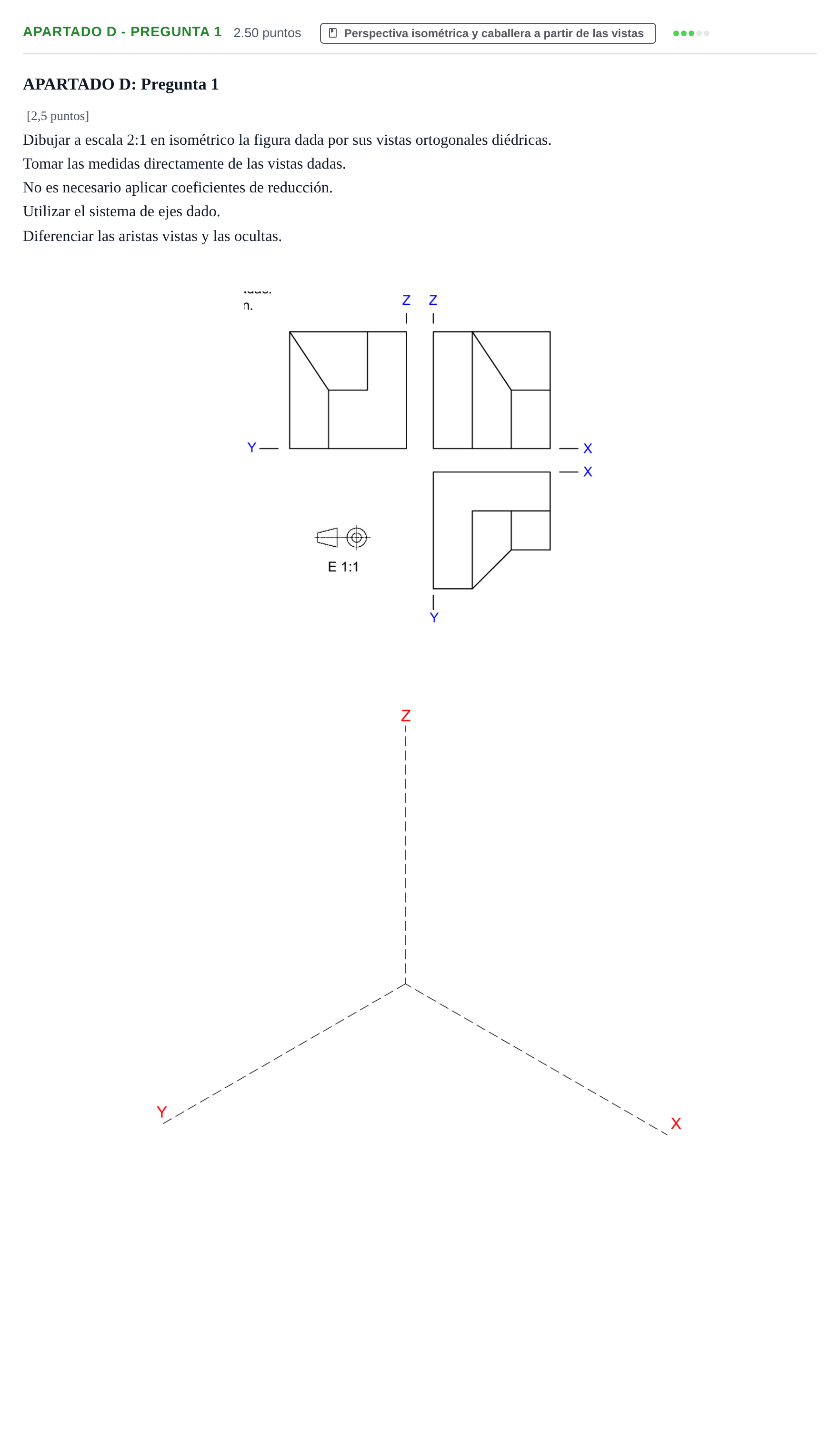Enunciado: Apartado D - Pregunta 1 · Dibujo técnico II PAU La Rioja Ordinaria 2025