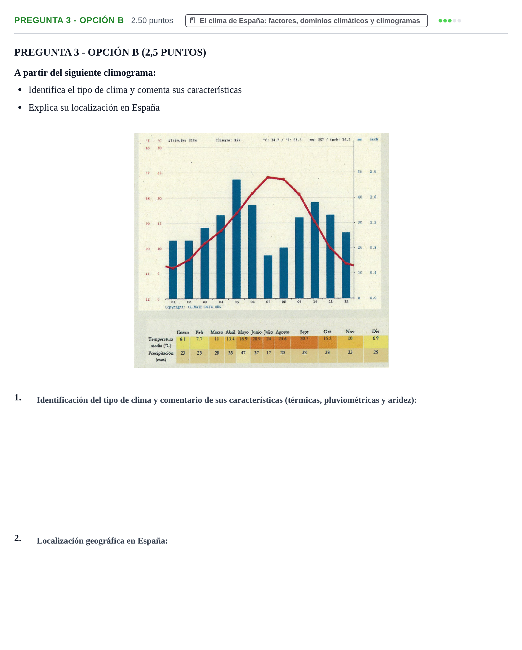 Enunciado: Pregunta 3 - Opción B · Geografía PAU La Rioja Extraordinaria 2025
