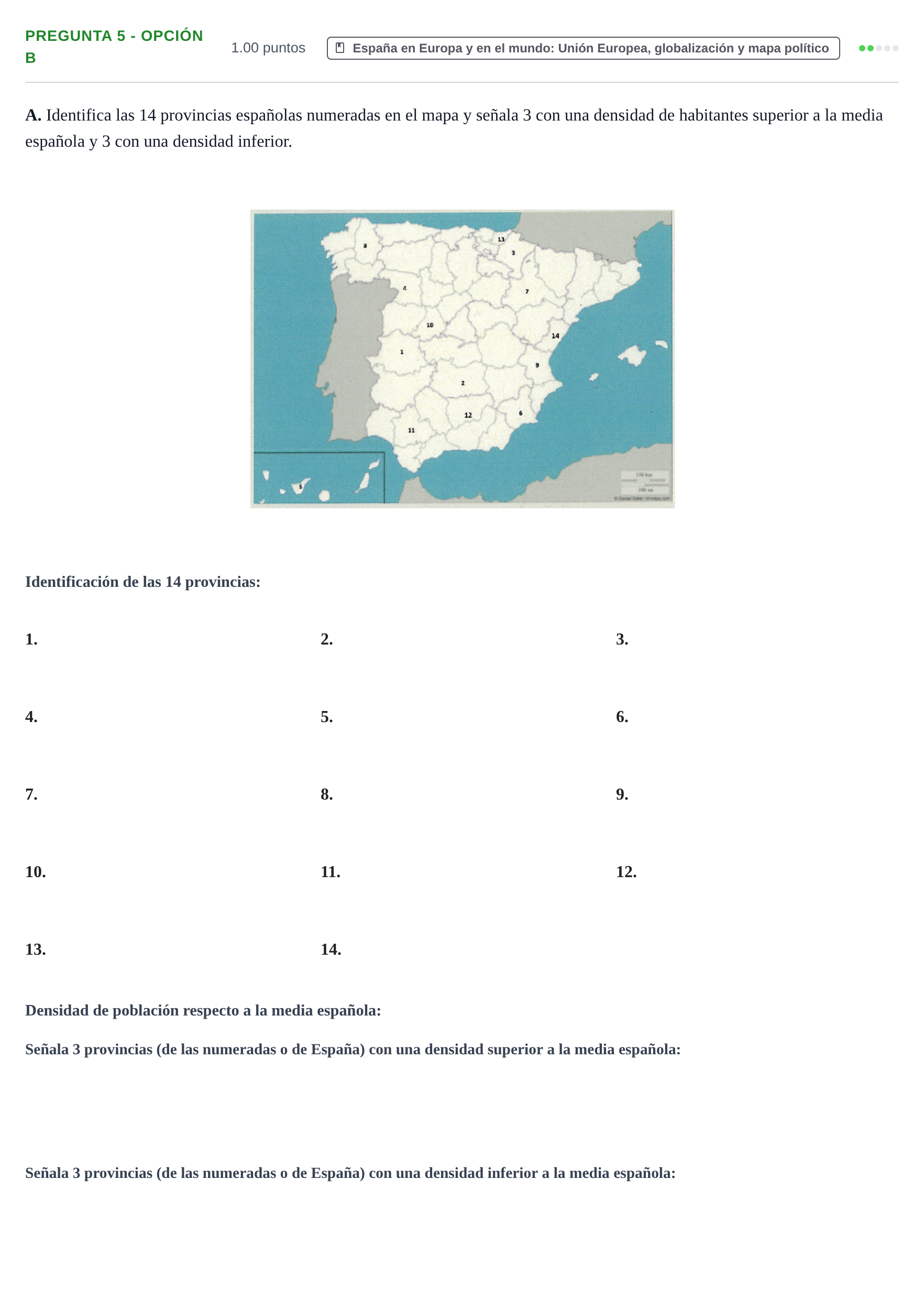 Enunciado: Pregunta 5 - Opción B · Geografía PAU La Rioja Extraordinaria 2025