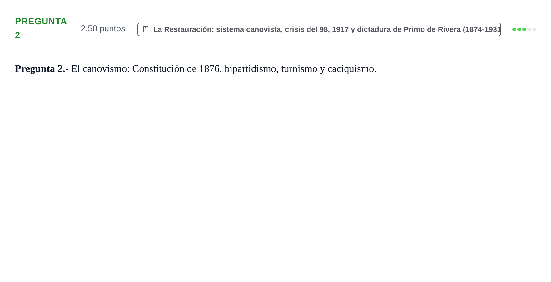 Enunciado: Pregunta 2 · Historia de España PAU La Rioja Ordinaria 2025