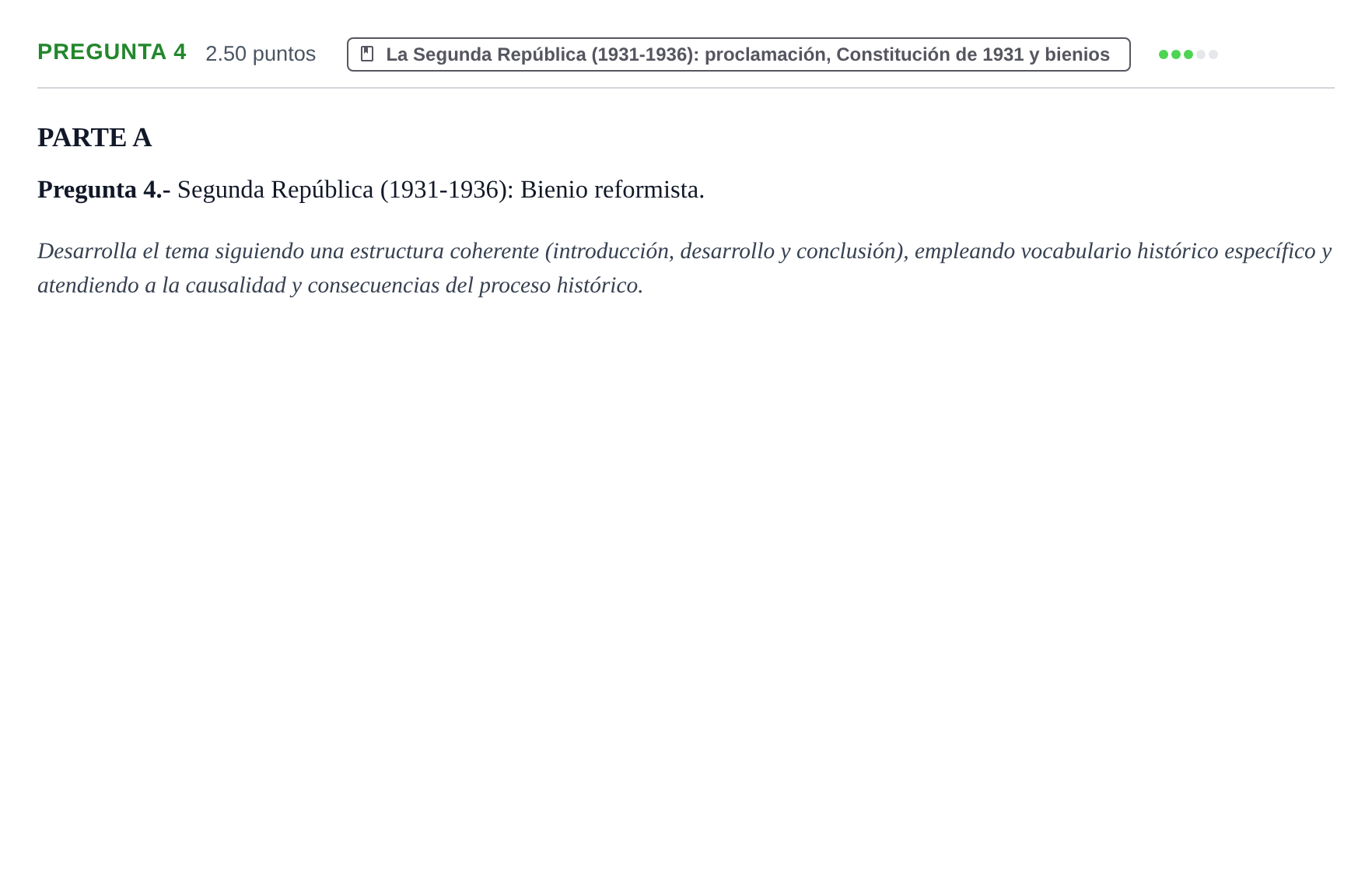 Enunciado: Pregunta 4 · Historia de España PAU La Rioja Extraordinaria 2025