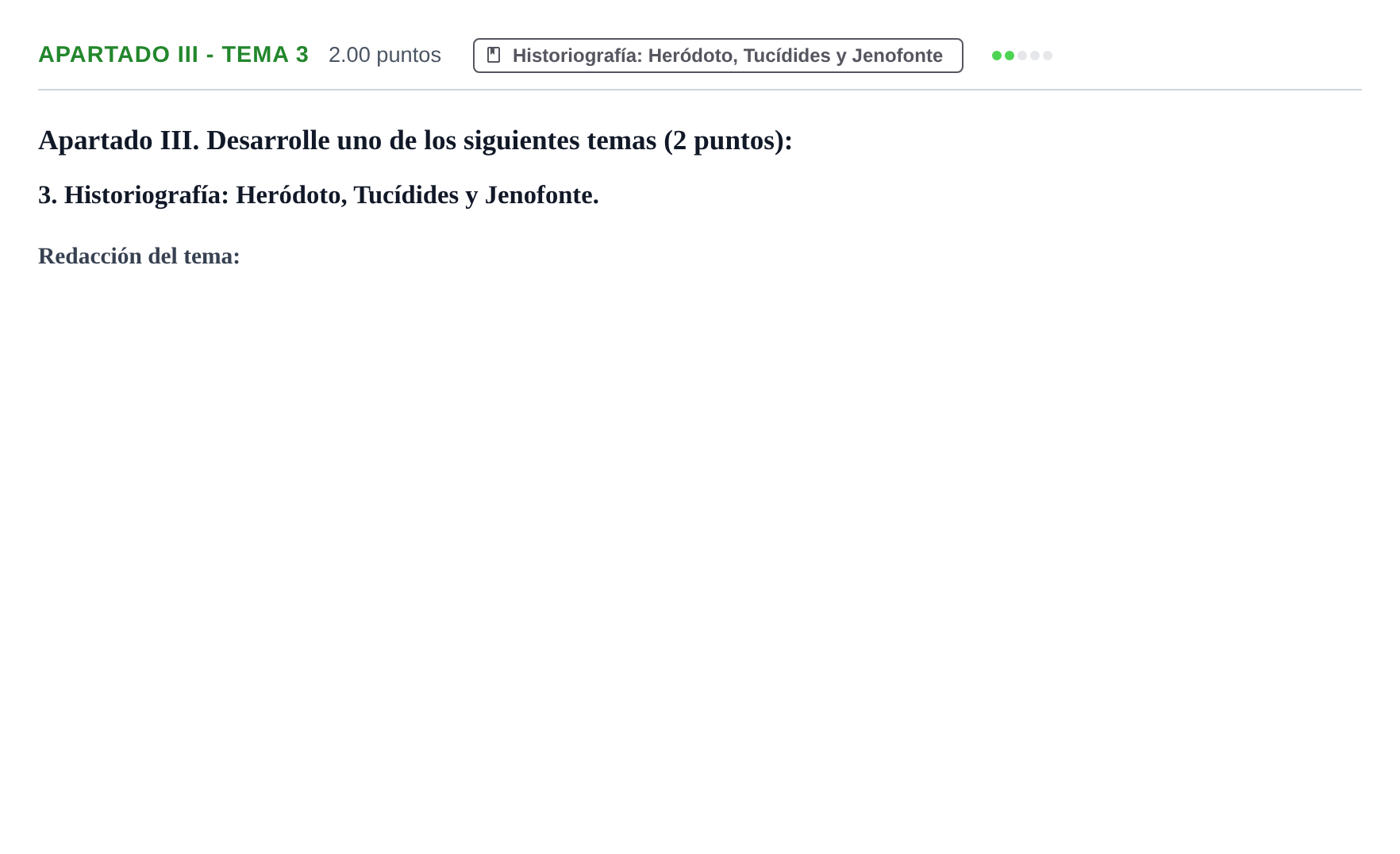 Enunciado: Apartado III - Tema 3 · Griego II PAU La Rioja Extraordinaria 2025