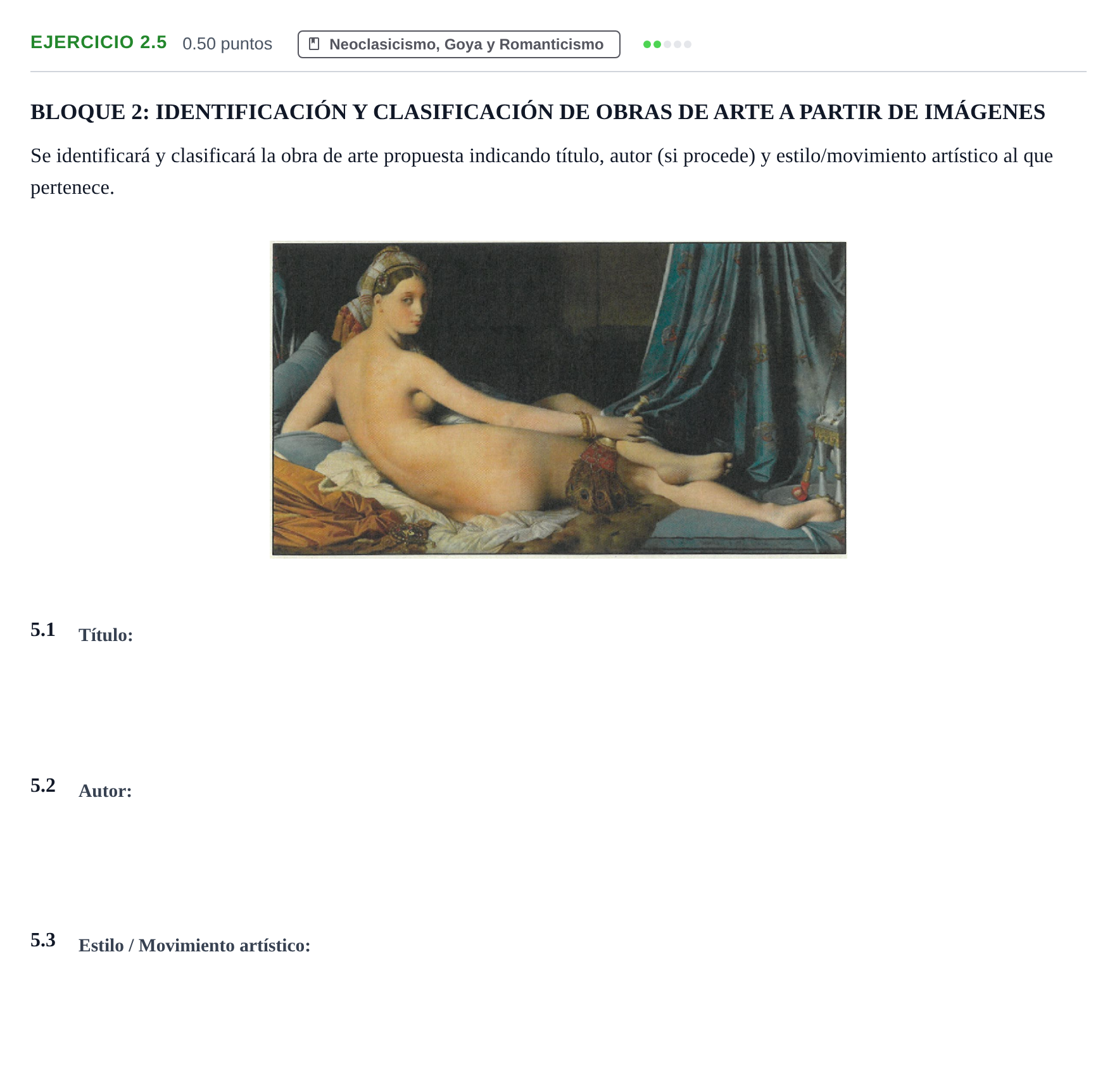 Enunciado: Ejercicio 2.5 · Fundamentos Artísticos PAU La Rioja Extraordinaria 2025