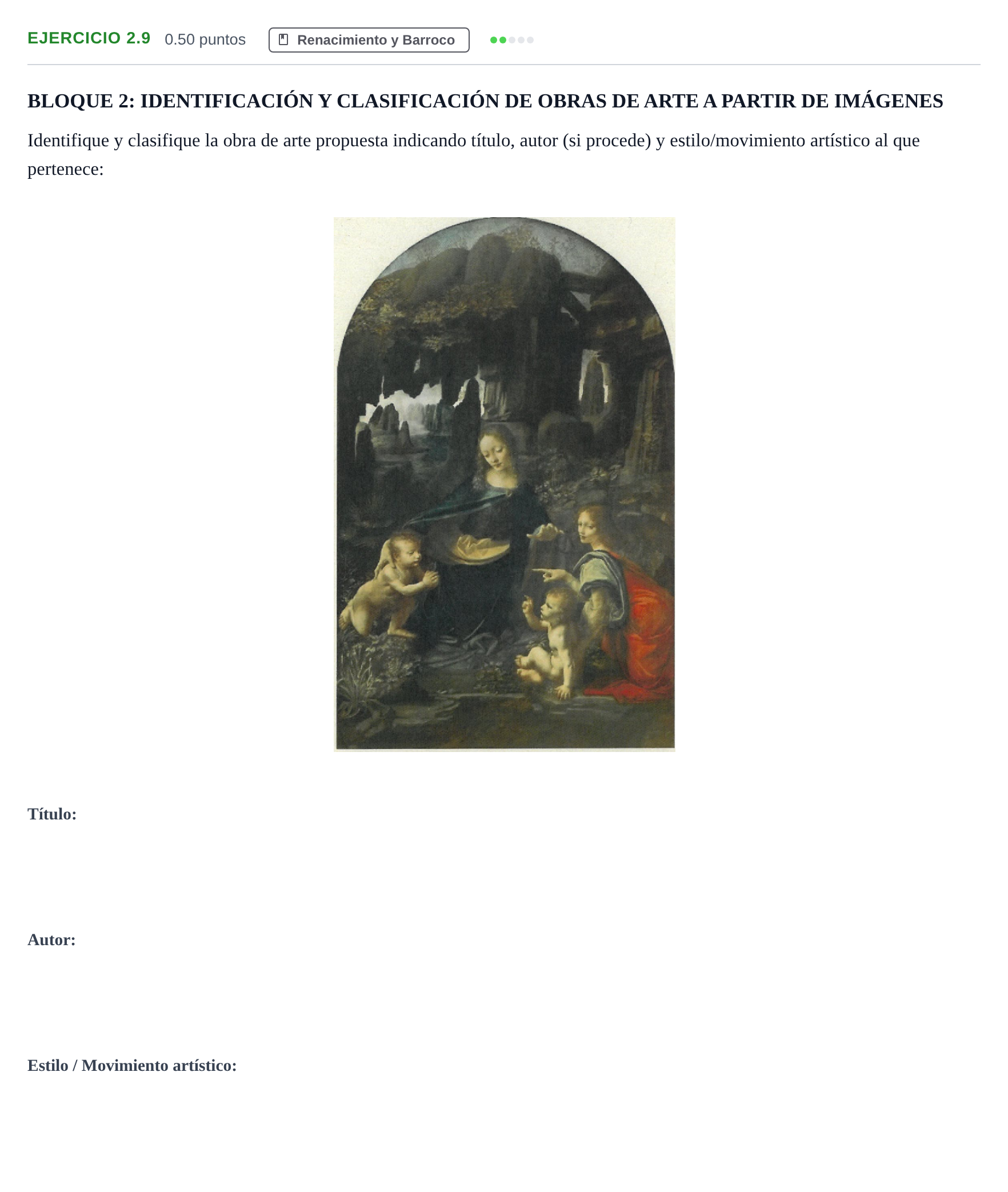 Enunciado: Ejercicio 2.9 · Fundamentos Artísticos PAU La Rioja Extraordinaria 2025
