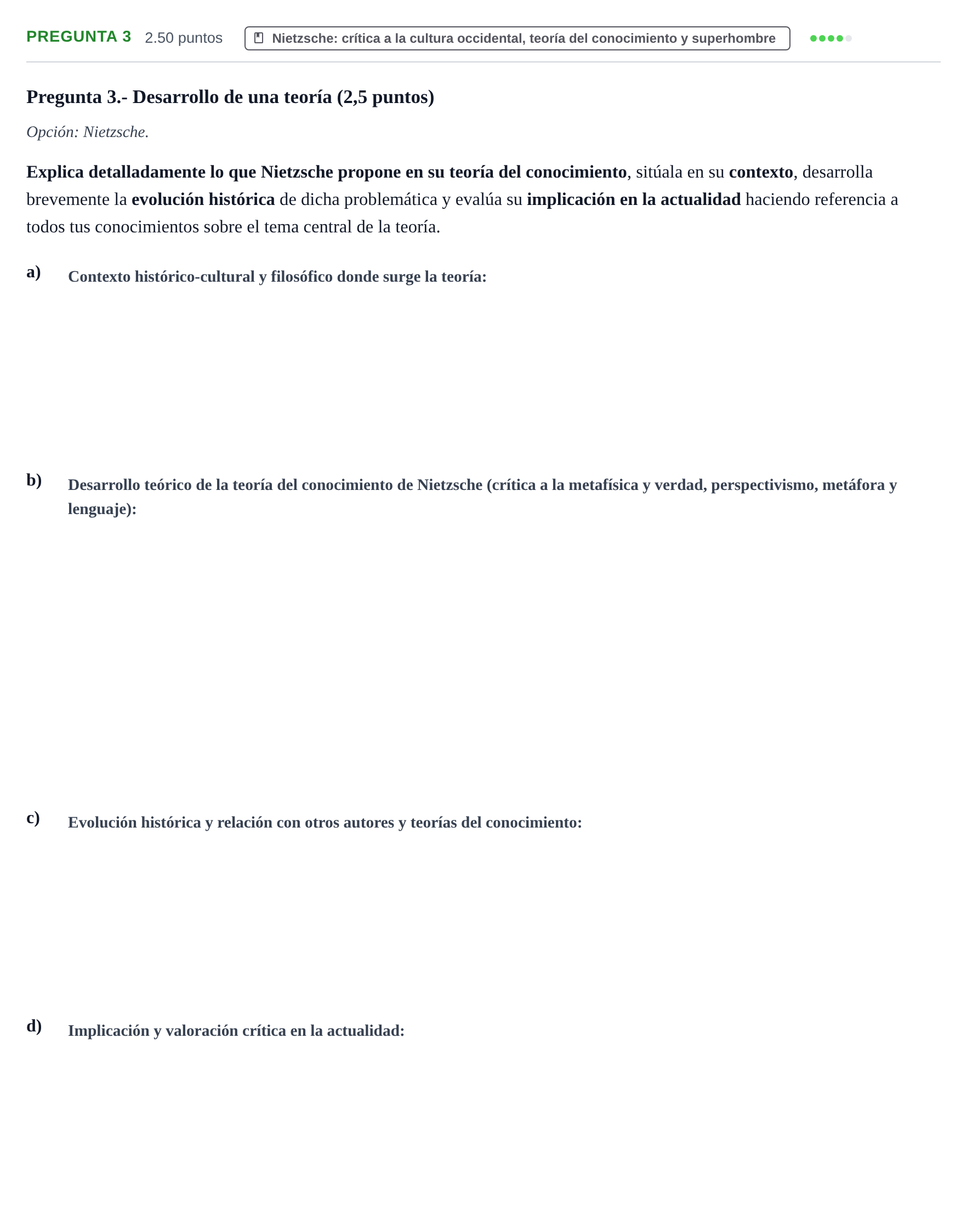 Enunciado: Pregunta 3 - Nietzsche · Historia de la Filosofía PAU La Rioja Ordinaria 2025