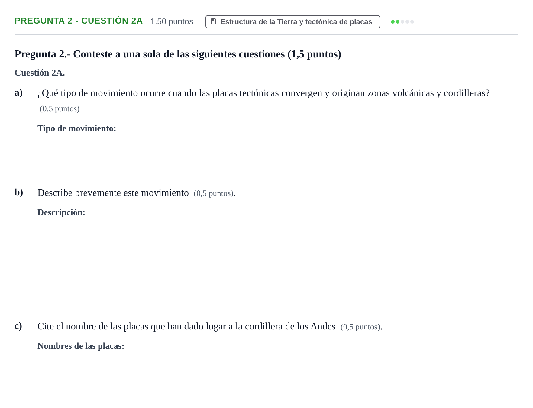 Enunciado: Pregunta 2 - Cuestión 2A · Geología y Ciencias Ambientales PAU La Rioja Ordinaria 2025