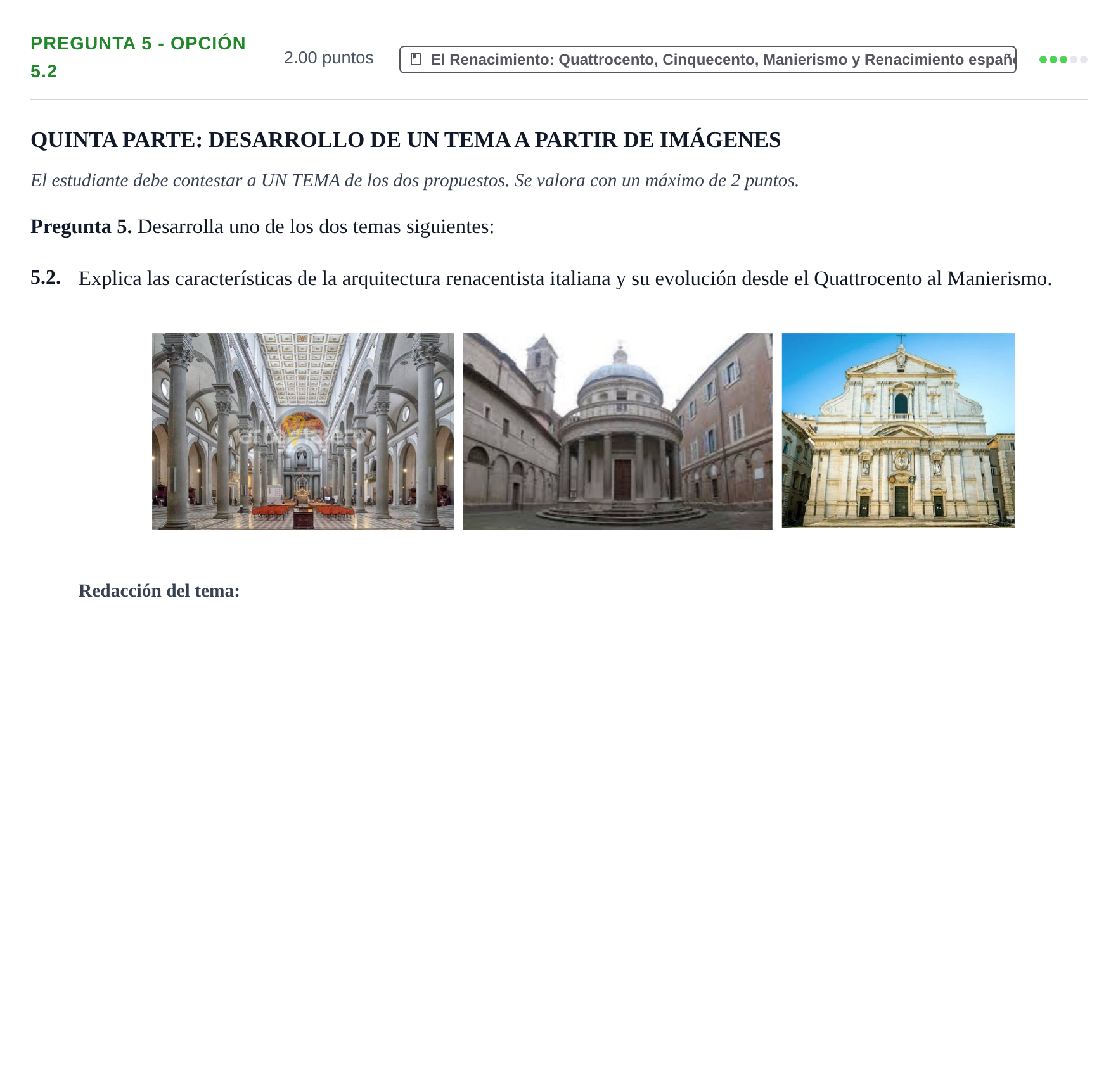 Enunciado: Pregunta 5 - Opción 5.2 · Historia del Arte PAU La Rioja Ordinaria 2025